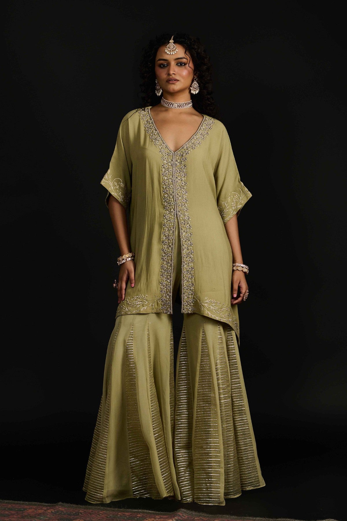 zara kaftan sharara set