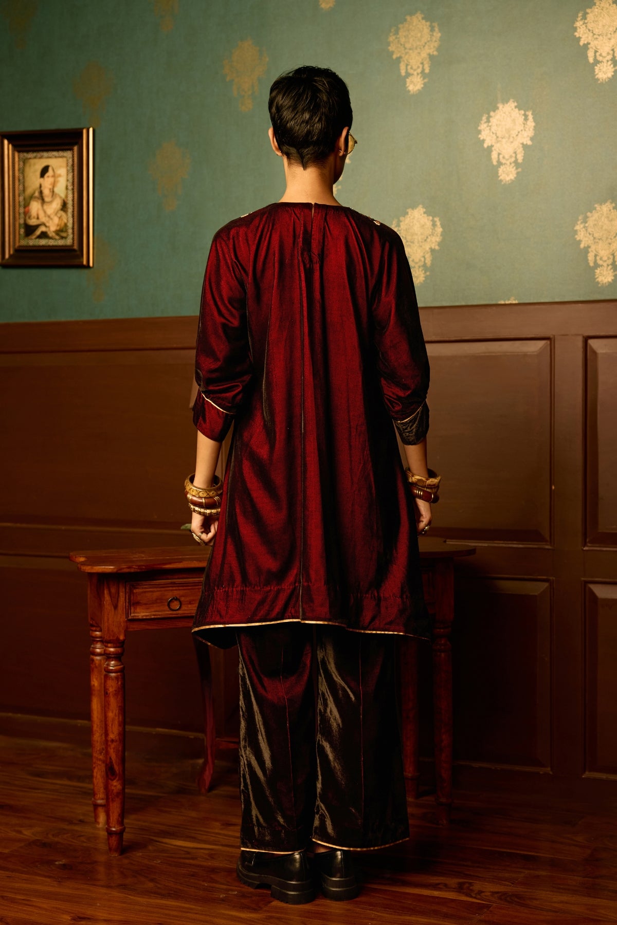 Sangria velvet kurta palazzo set