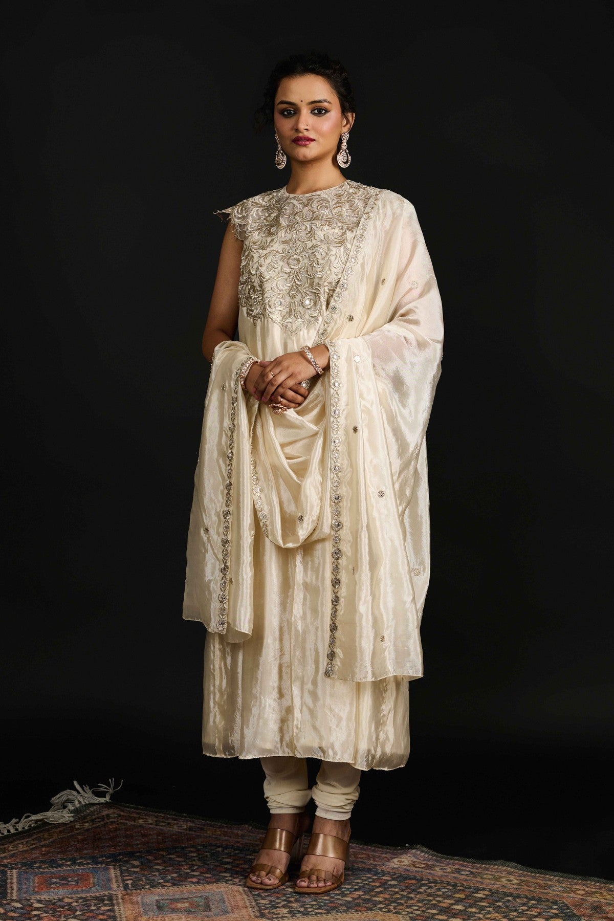 Noura Ivory anarkali set