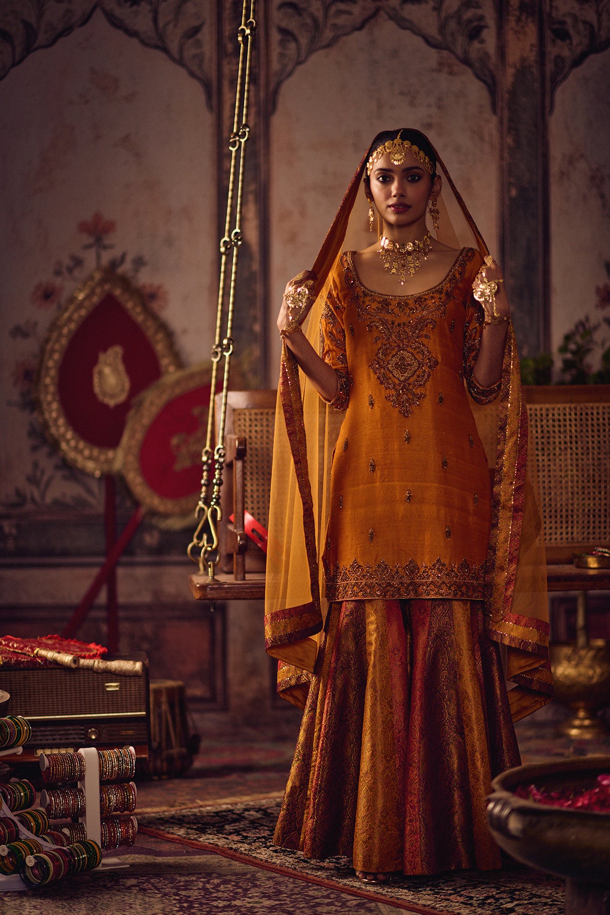 Zardozi Kesari Kurta sharara Set