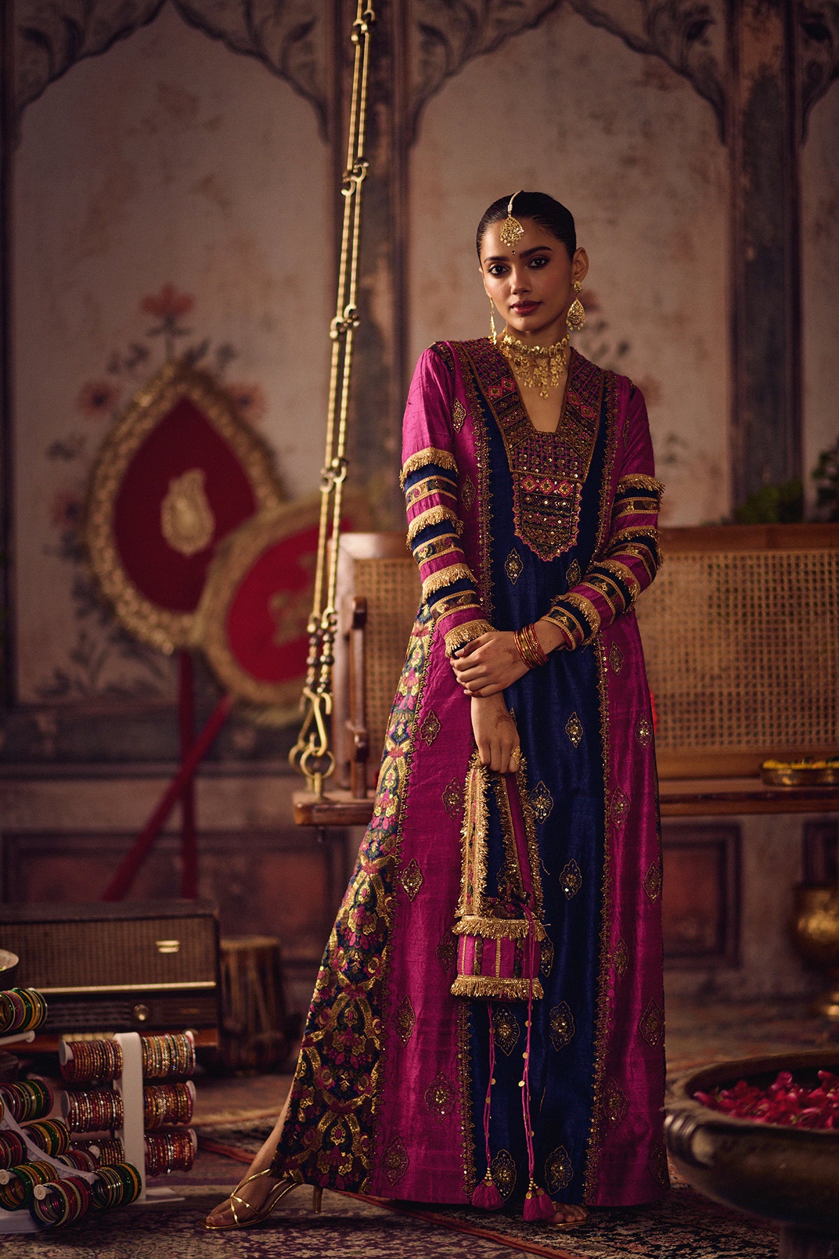 Neel Magenta Kaftan kurta set