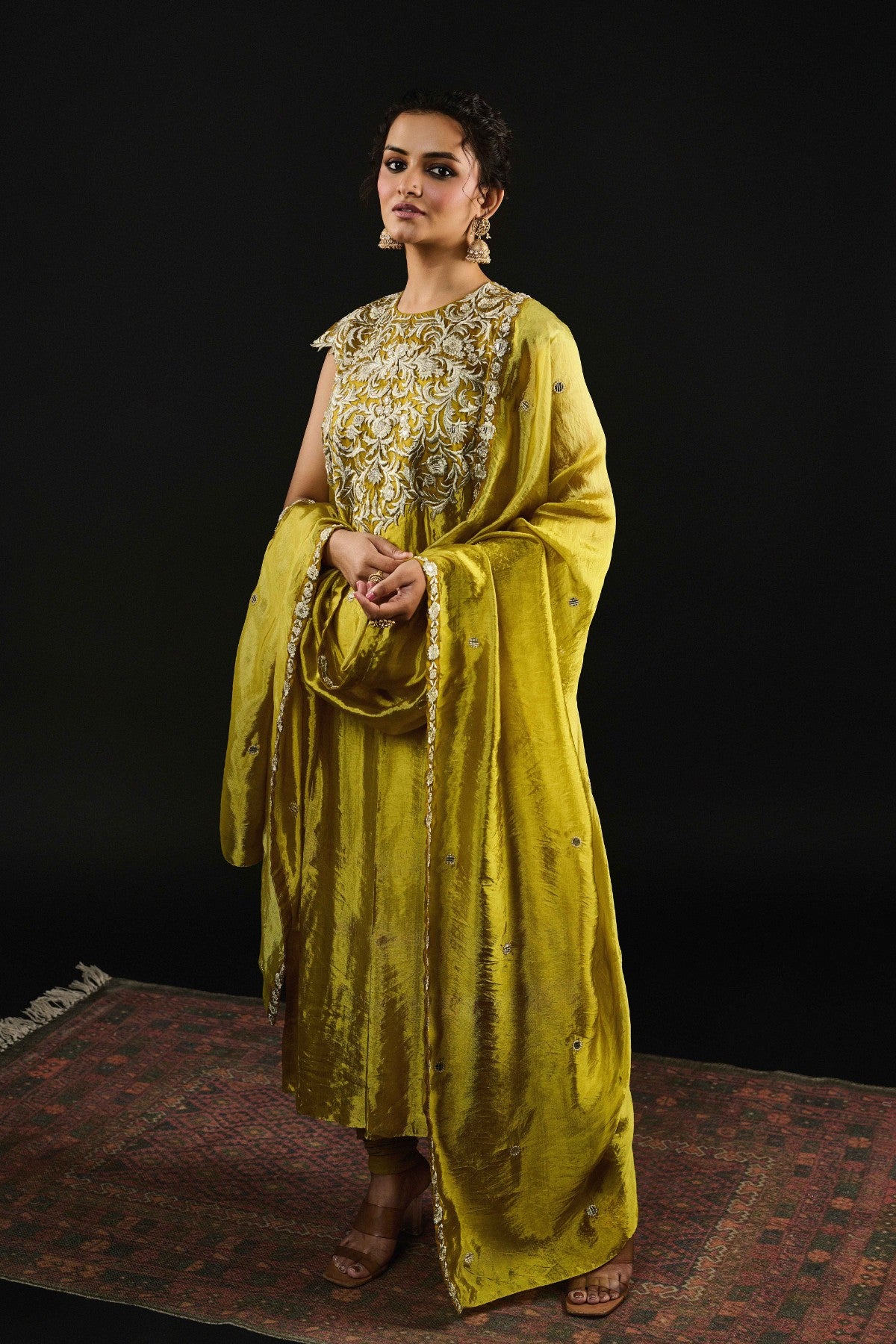 Noura Lime Green anarkali set