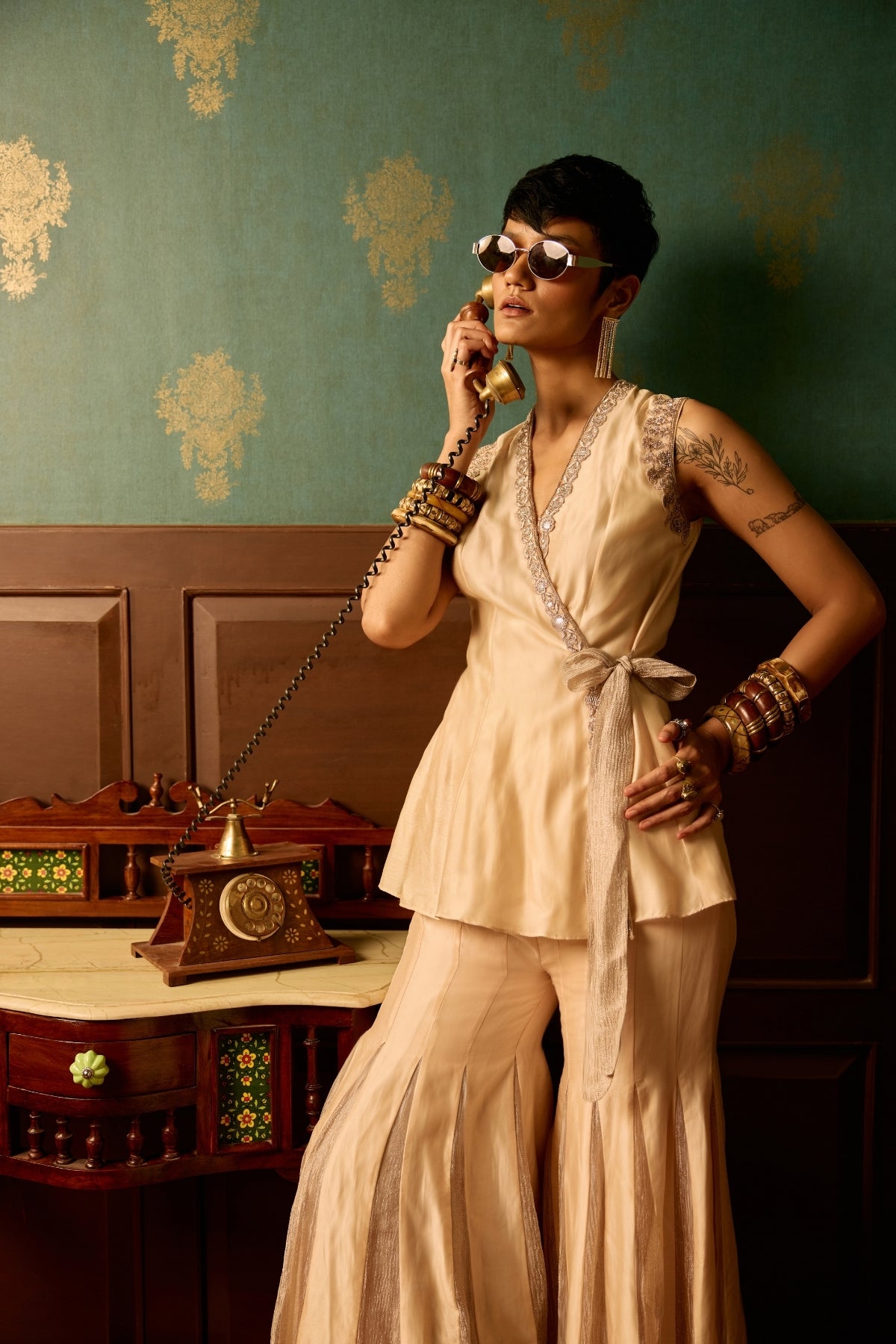 Pink Serenity peplum garara set