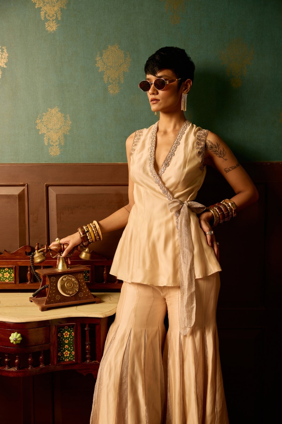 Pink Serenity peplum garara set