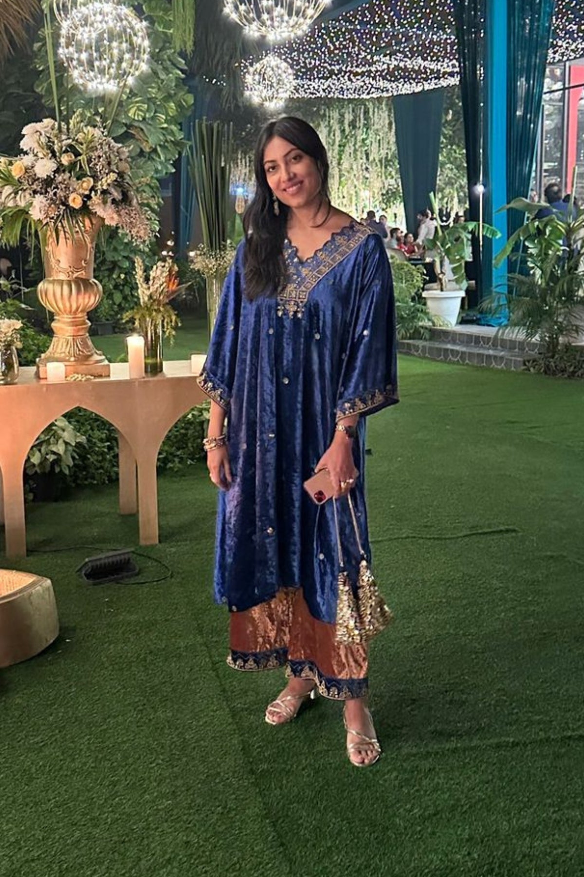 Syahi makhmali kurta set