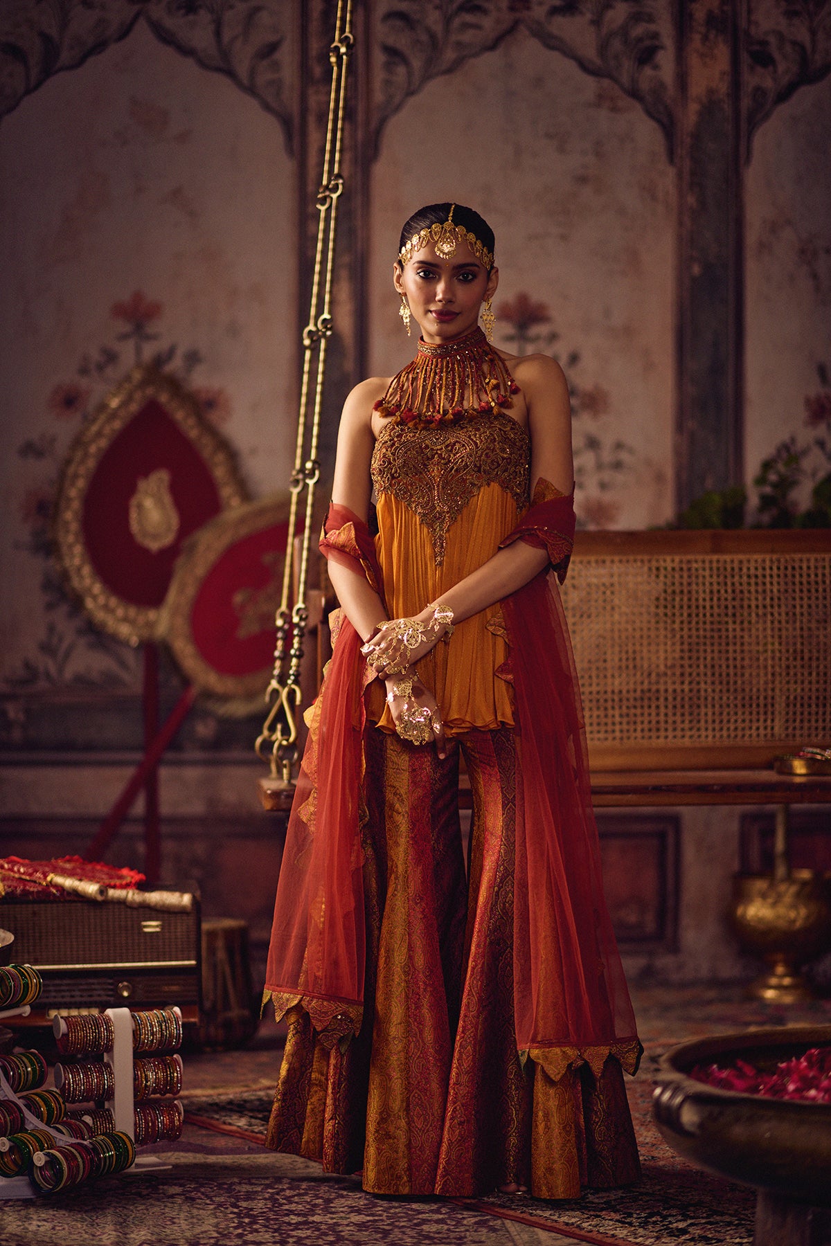 Kesariya Rang Peplum Tube Set