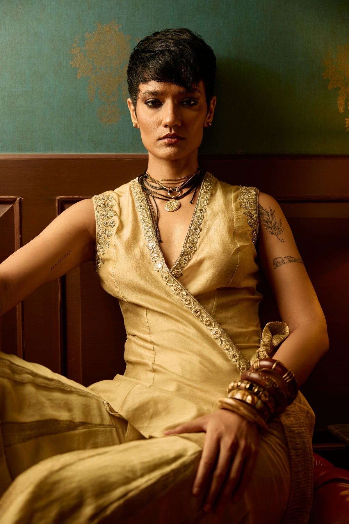 Pastel sage serenity peplum garara set