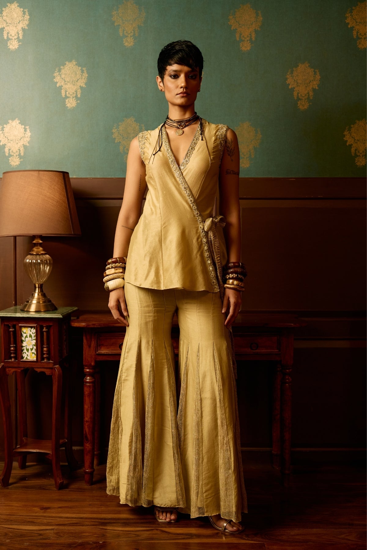 Pastel sage serenity peplum garara set