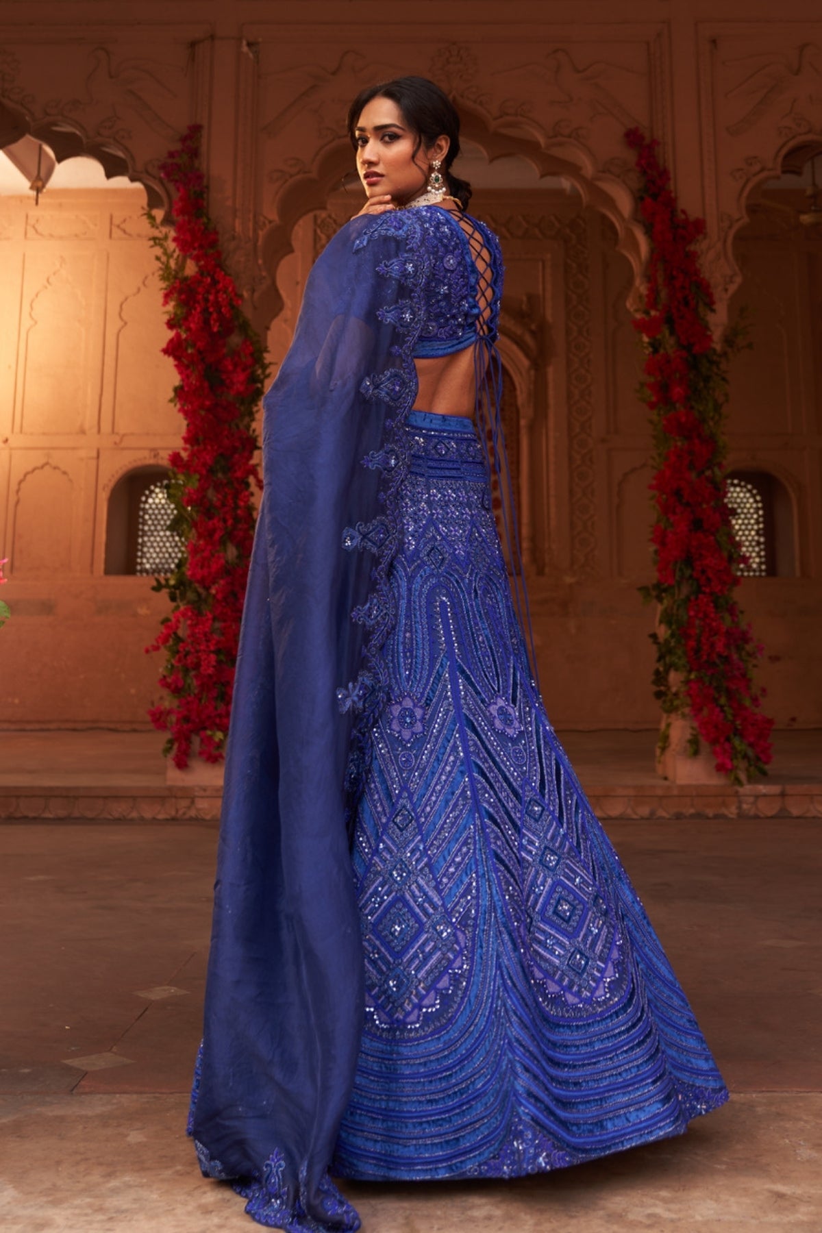 Electric blue bridal lehenga set