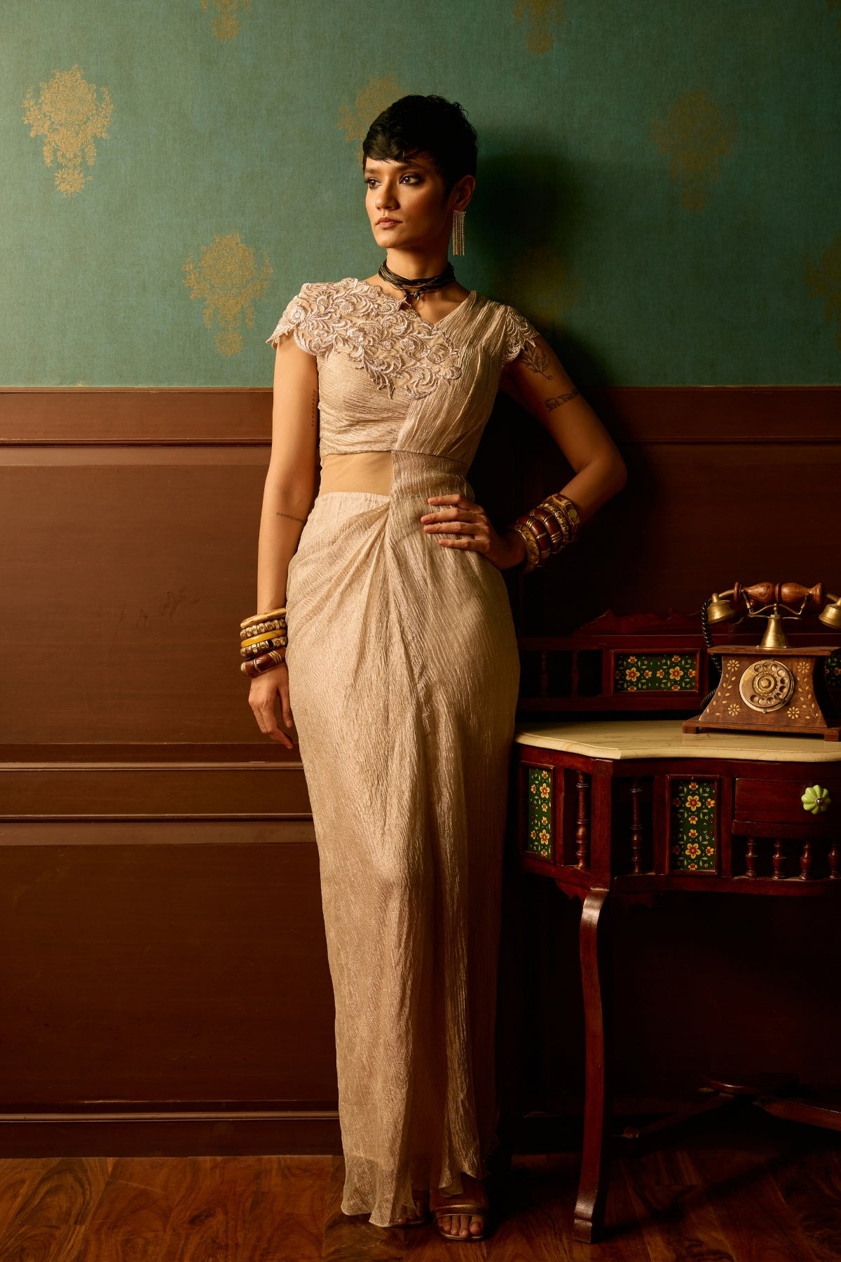 Pink Mist drape gown