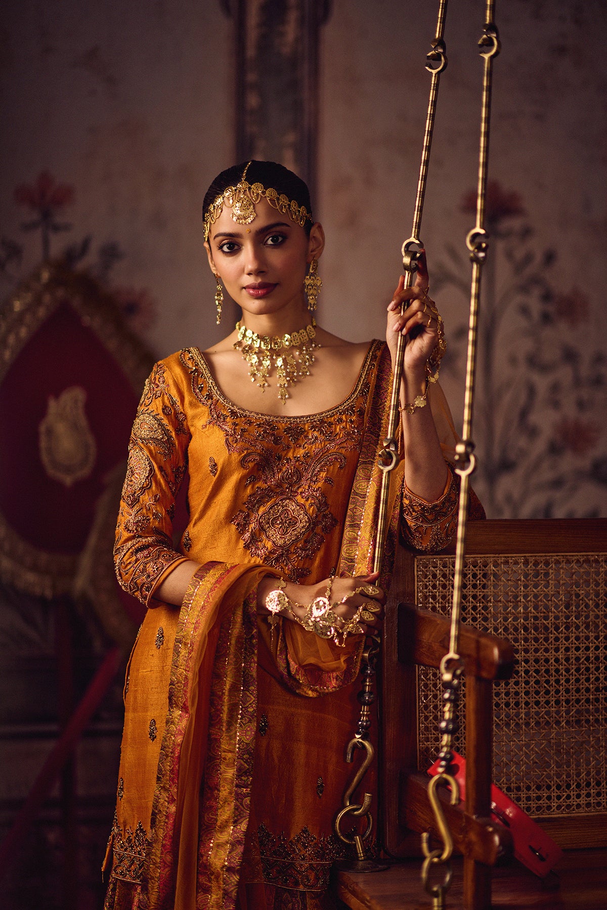 Zardozi Kesari Kurta sharara Set