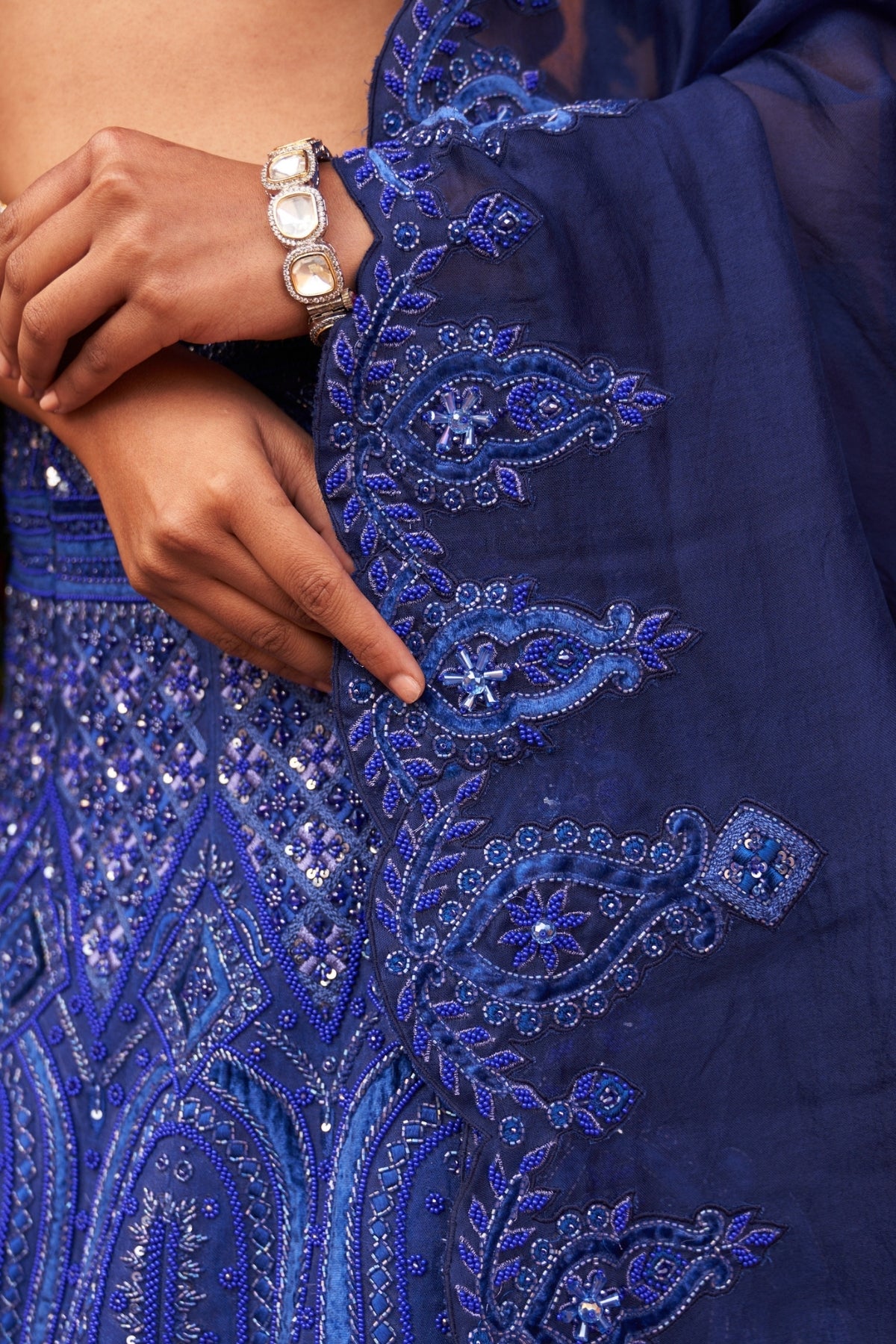 Electric blue bridal lehenga set