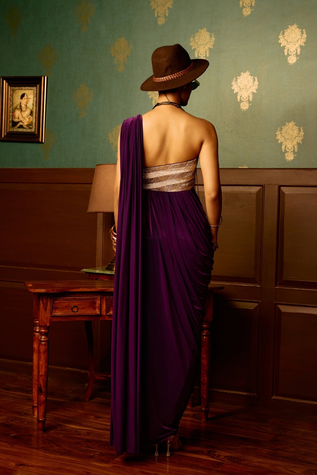 Fig purple drape gown