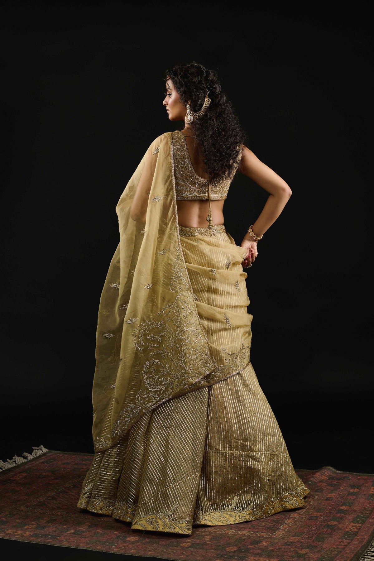 Al-Malika Golden lehenga set