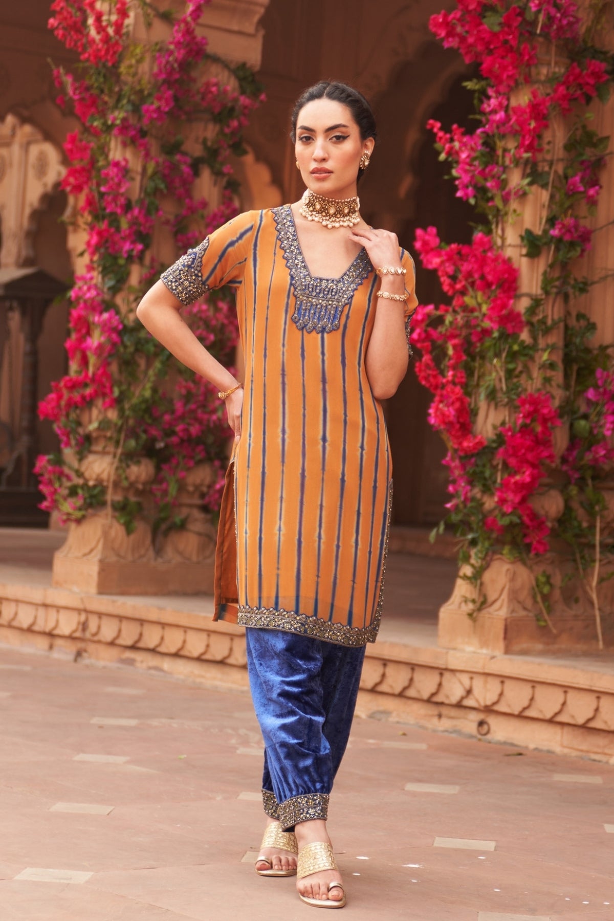 Kesar tie-dye kurti-salwar set