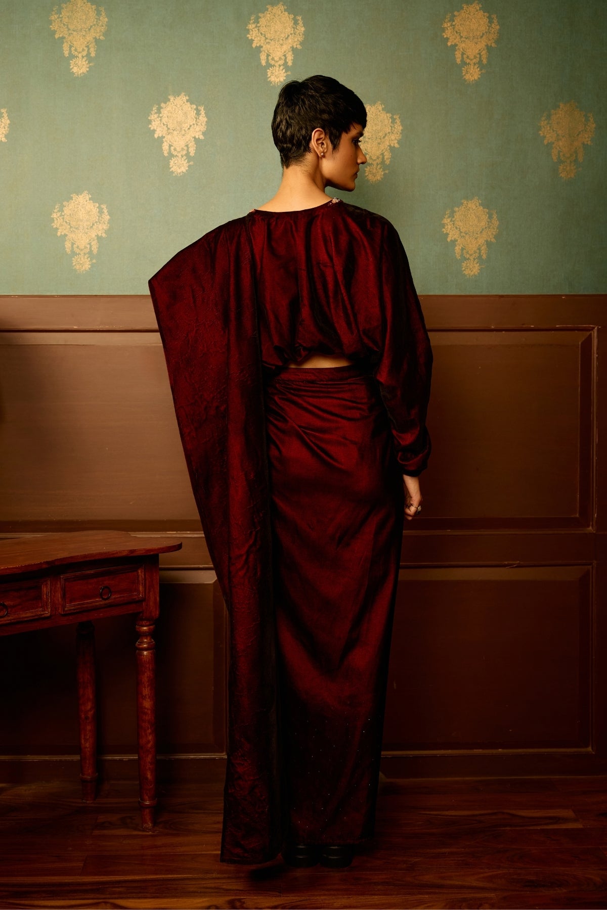 Sangria velvet drape skirt and balero