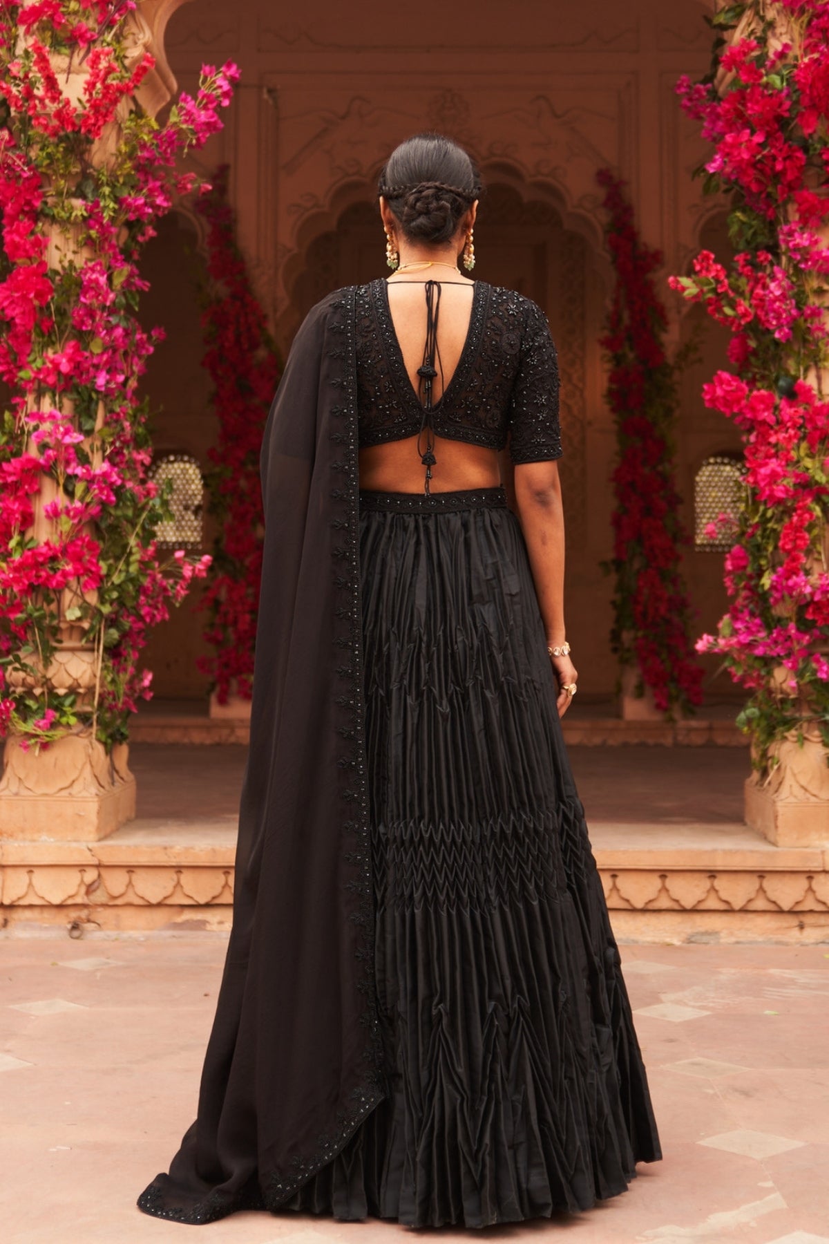 Syah pleated lehenga set
