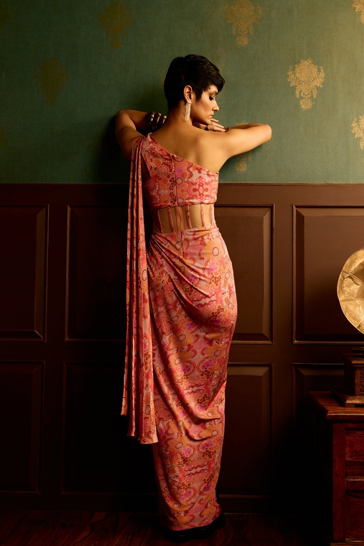 Prism pink drape gown