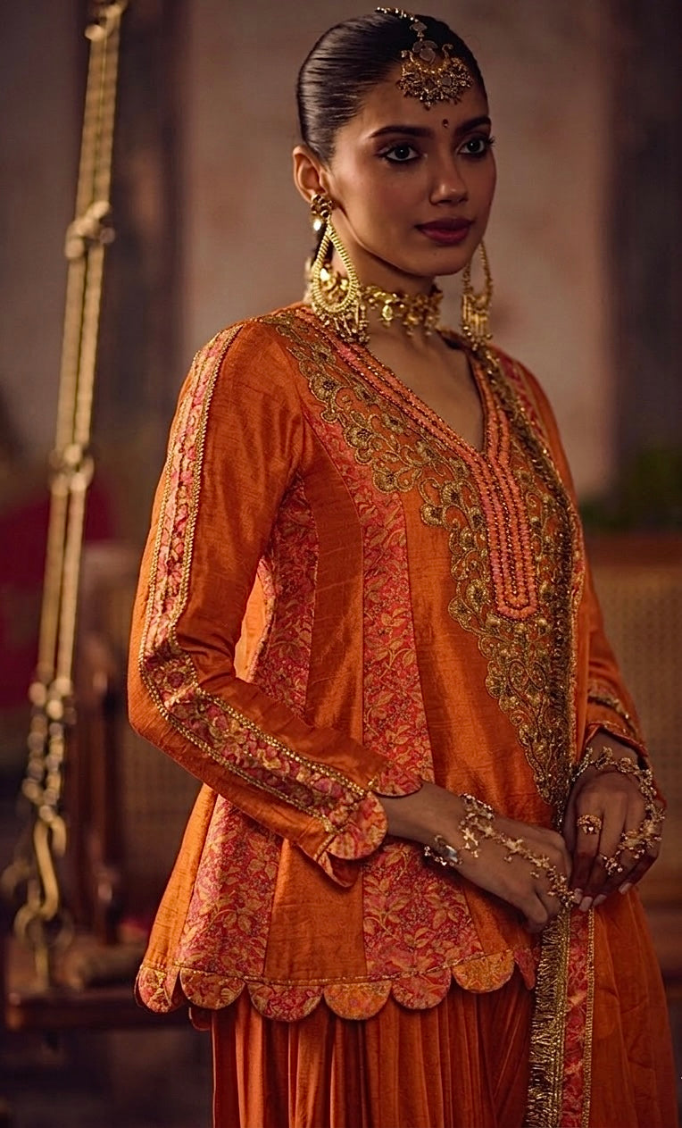 Narangi Khaab Peplum Set