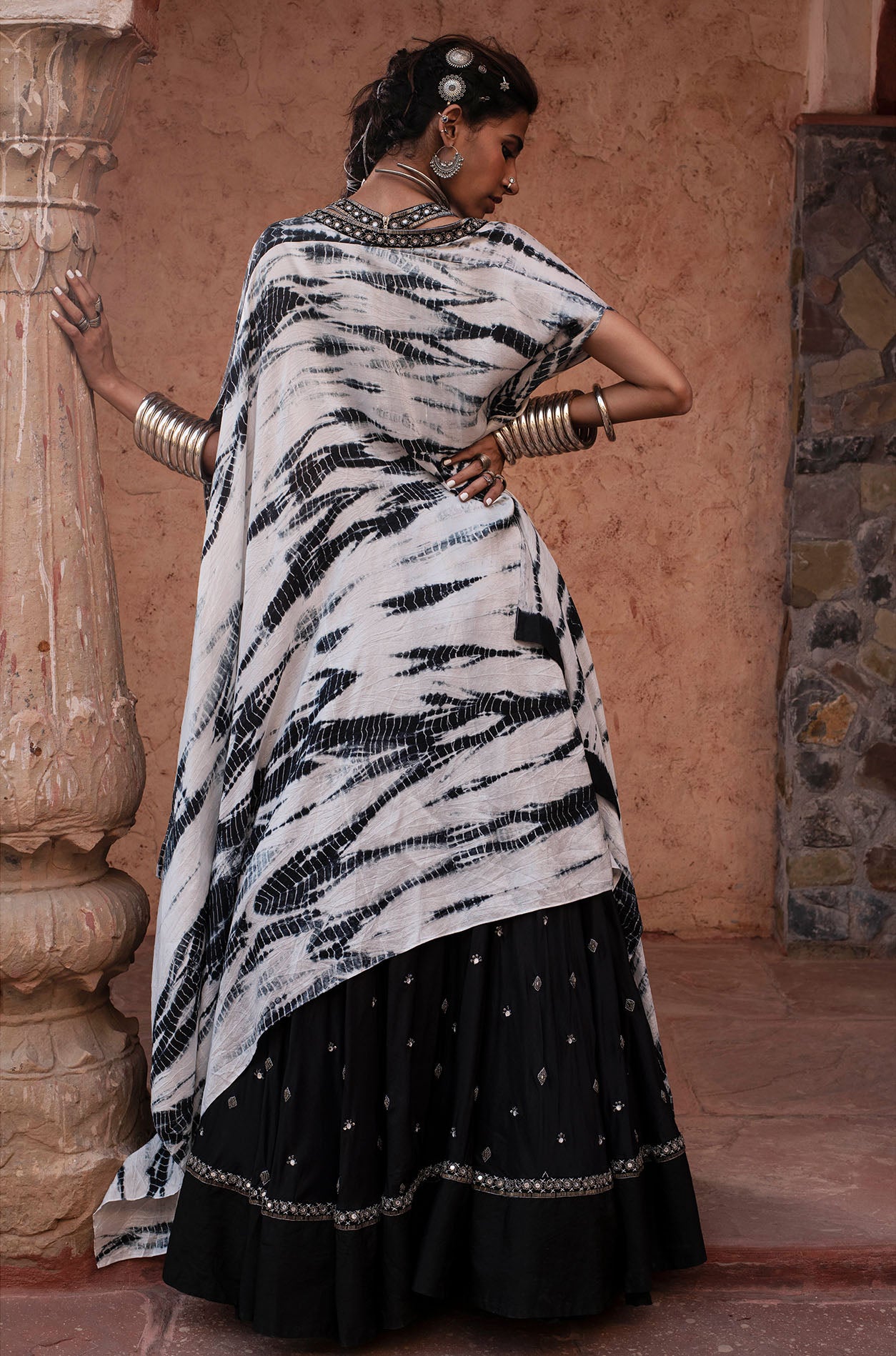 Black Embroidered Lehenga Set