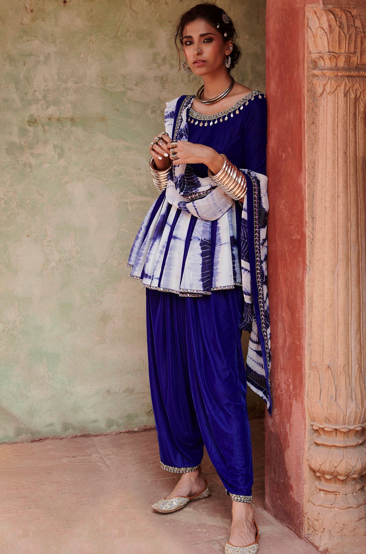 Cobalt Blue Printed Anarkali Set