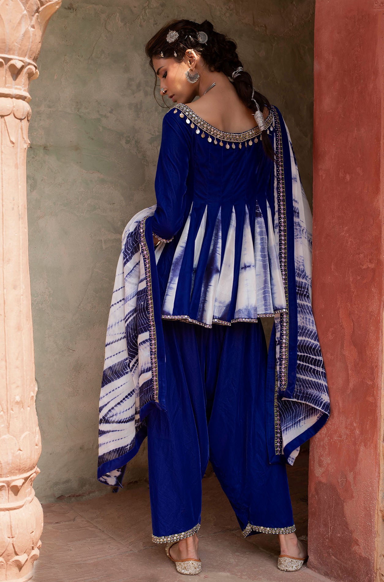 Cobalt Blue Printed Anarkali Set