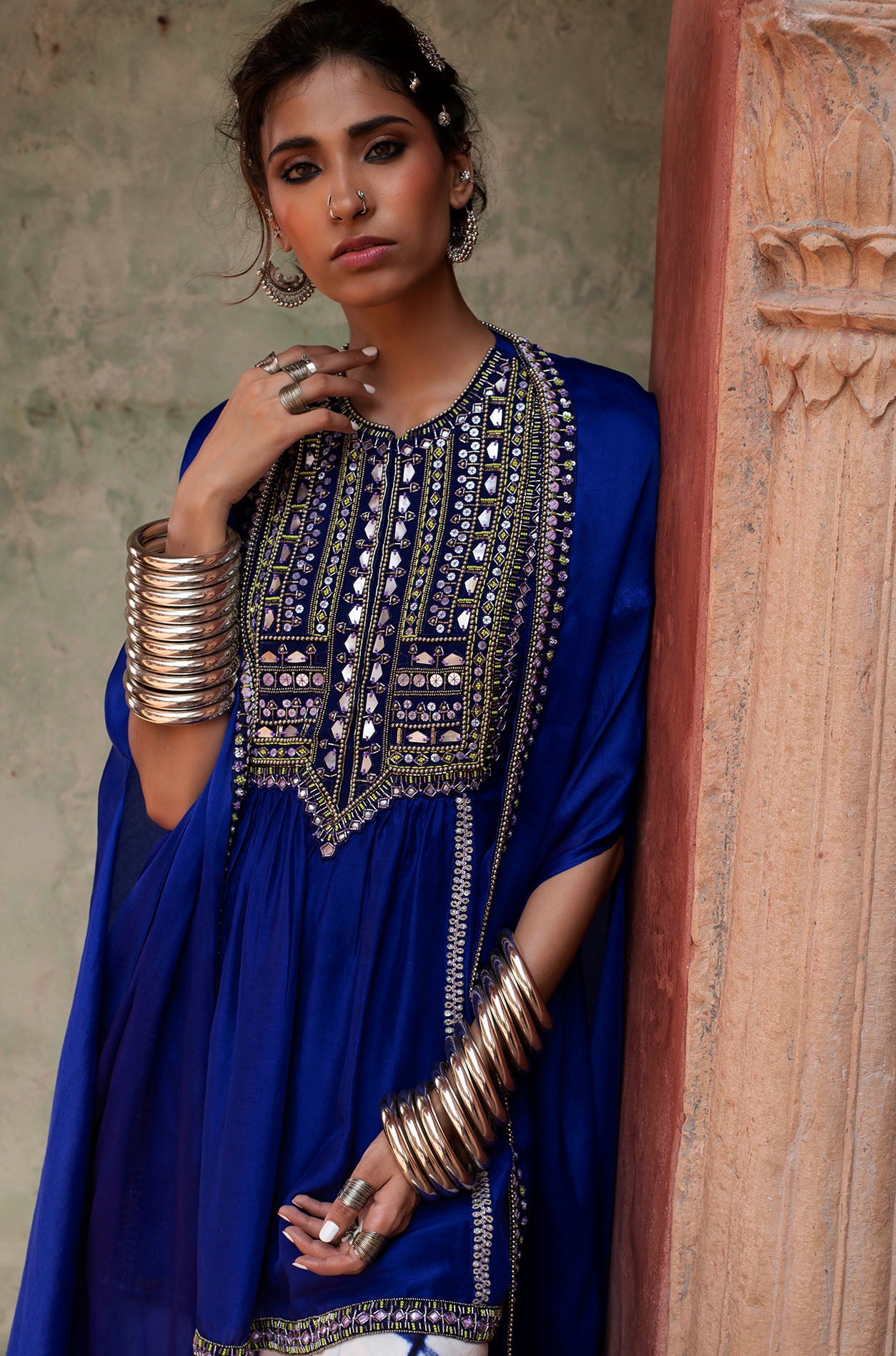 Cobalt Blue Embroidered Sharara Set