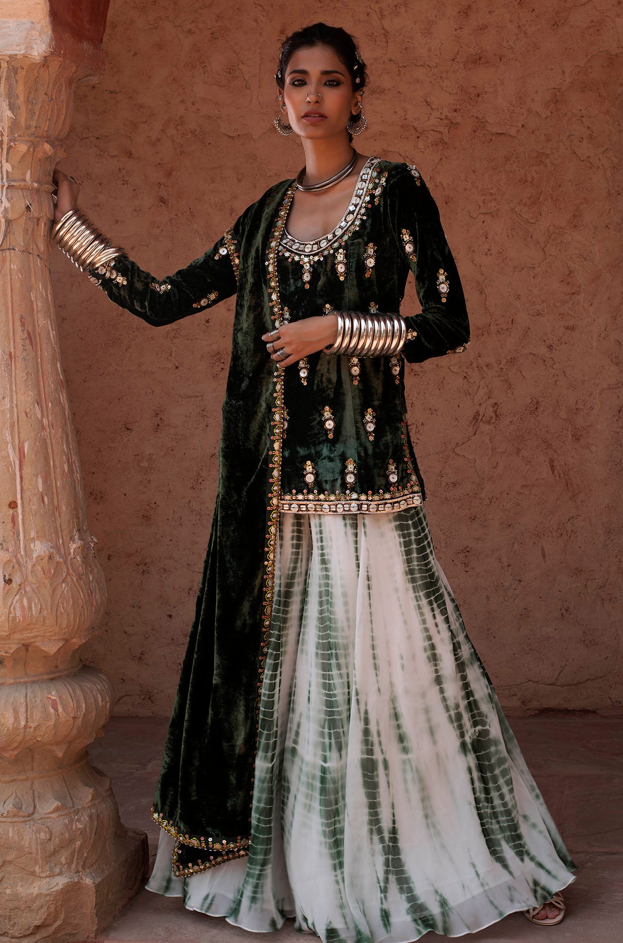 Emerald Green Sharara Set