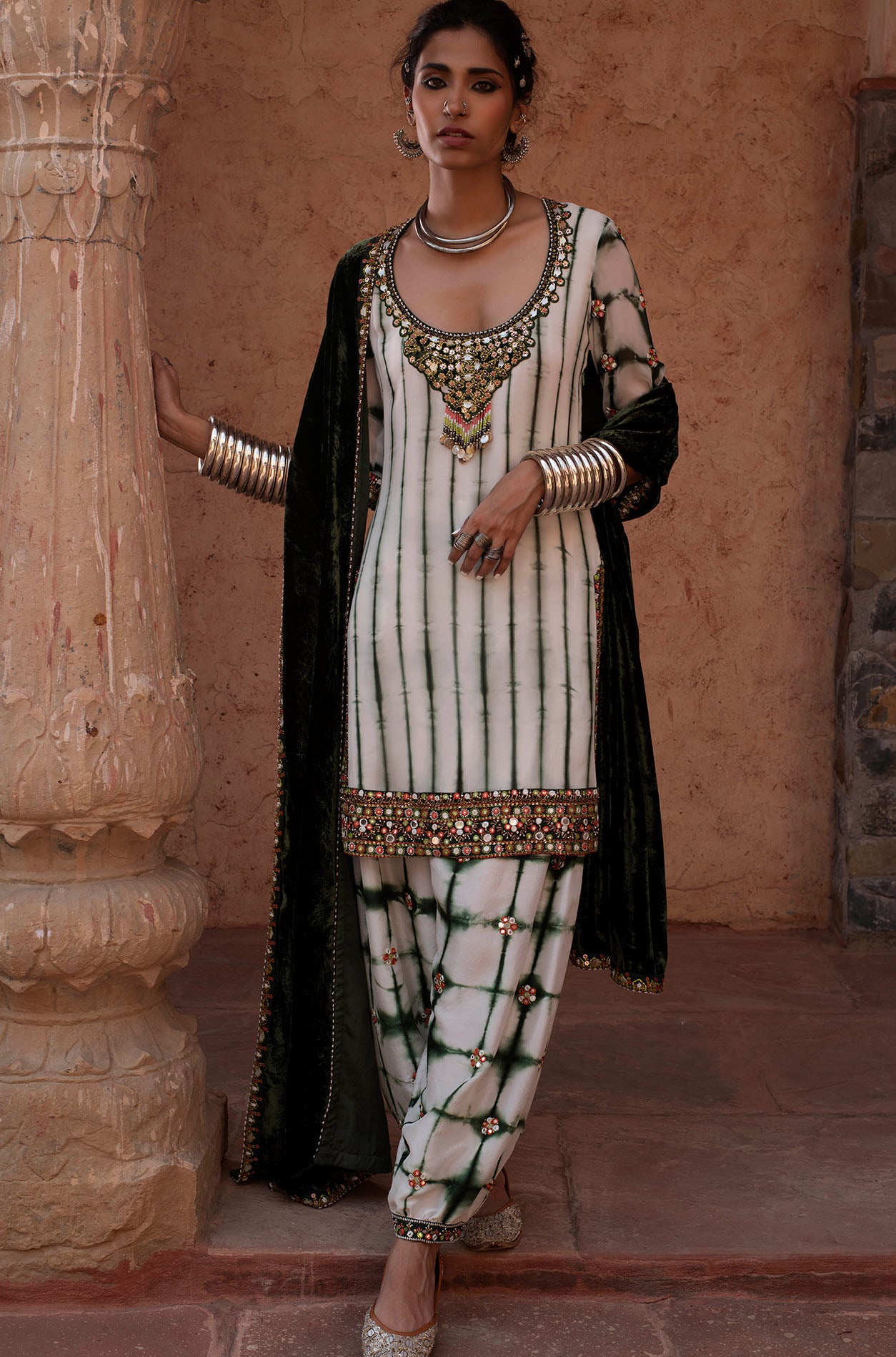 Emerald Green Printed Kurta Set