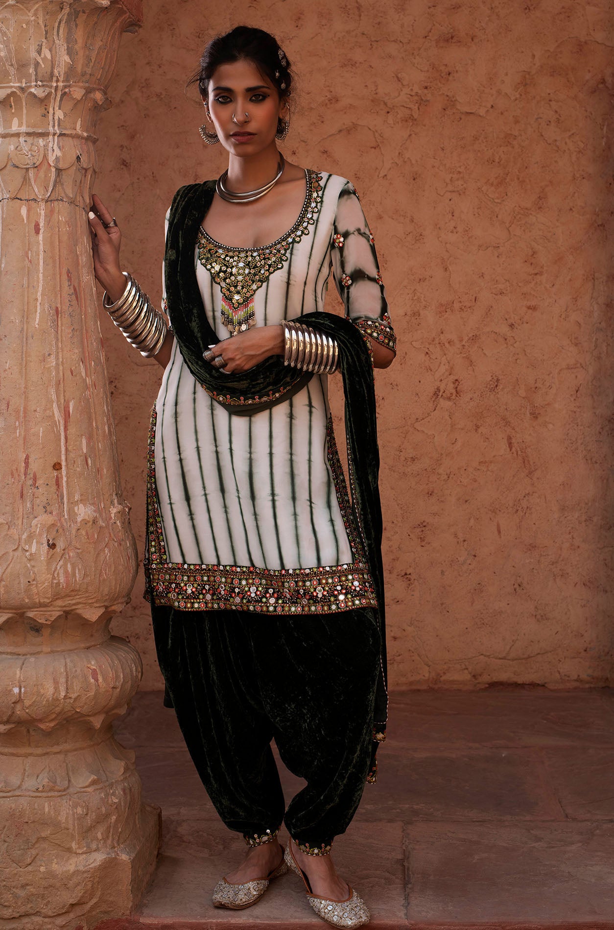 Emerald Green Tie & Dye Kurta Set