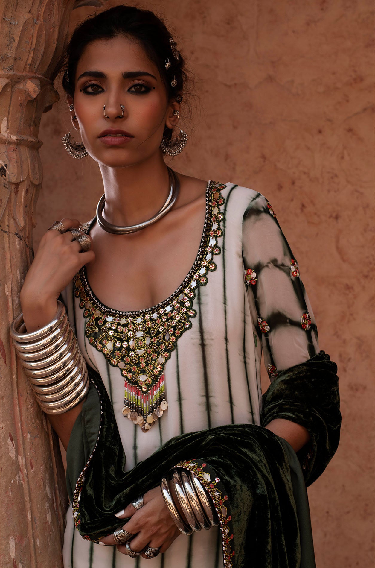 Emerald Green Tie & Dye Kurta Set