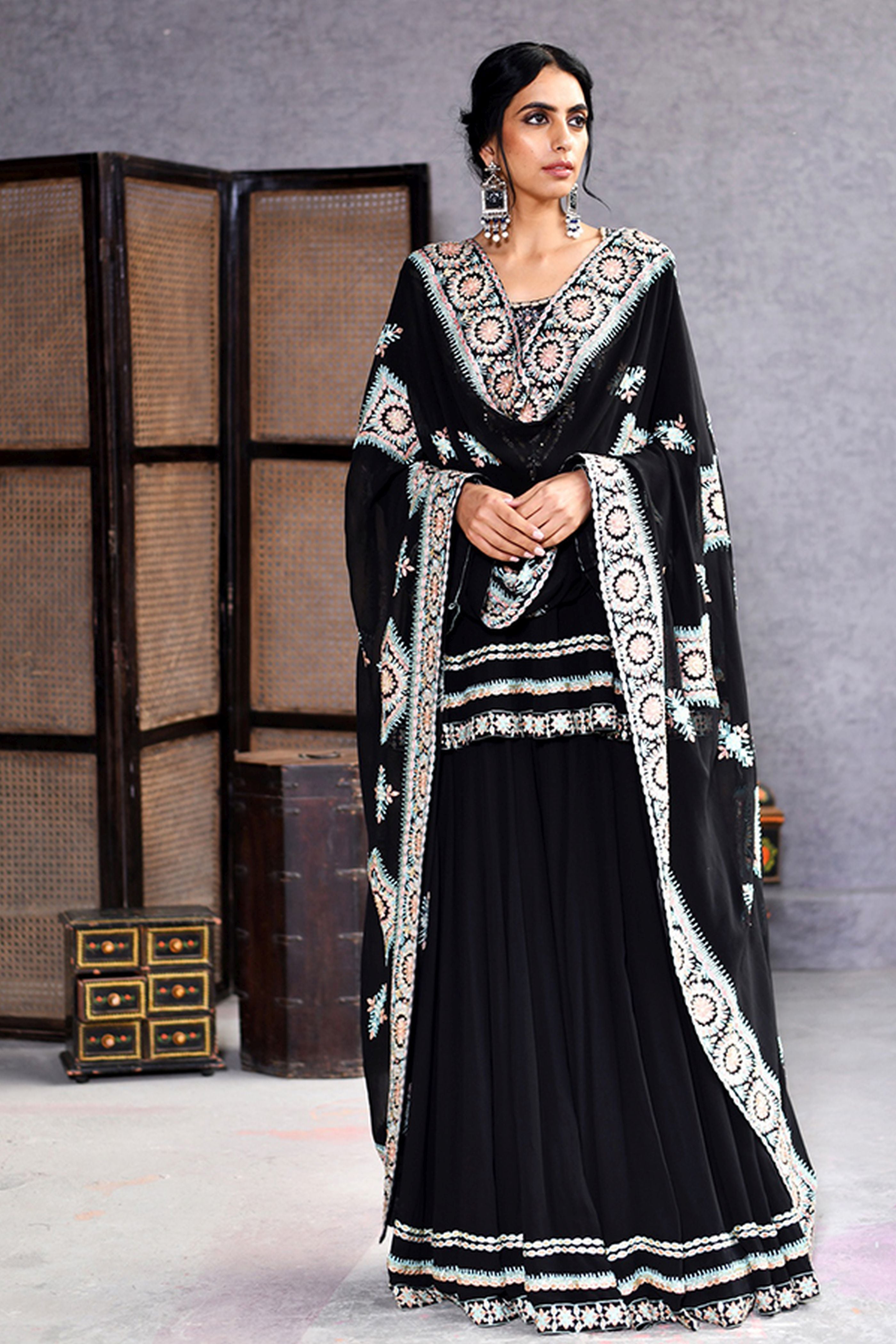 Short Anarkali Sharara With Dupatta