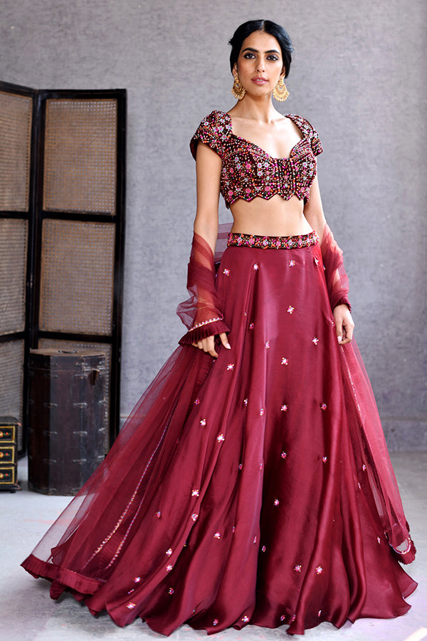 Crop Top Lehenga With Dupatta