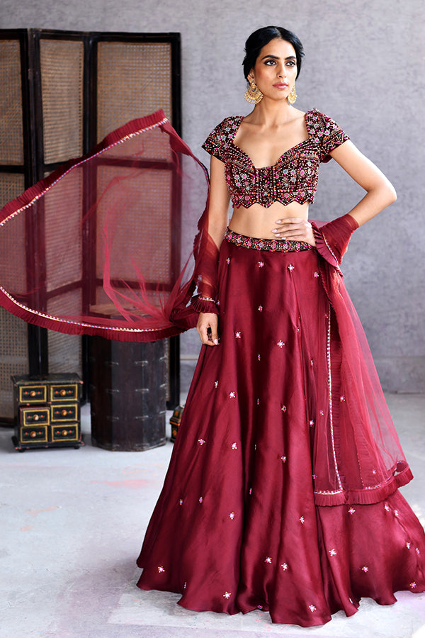 Crop Top Lehenga With Dupatta