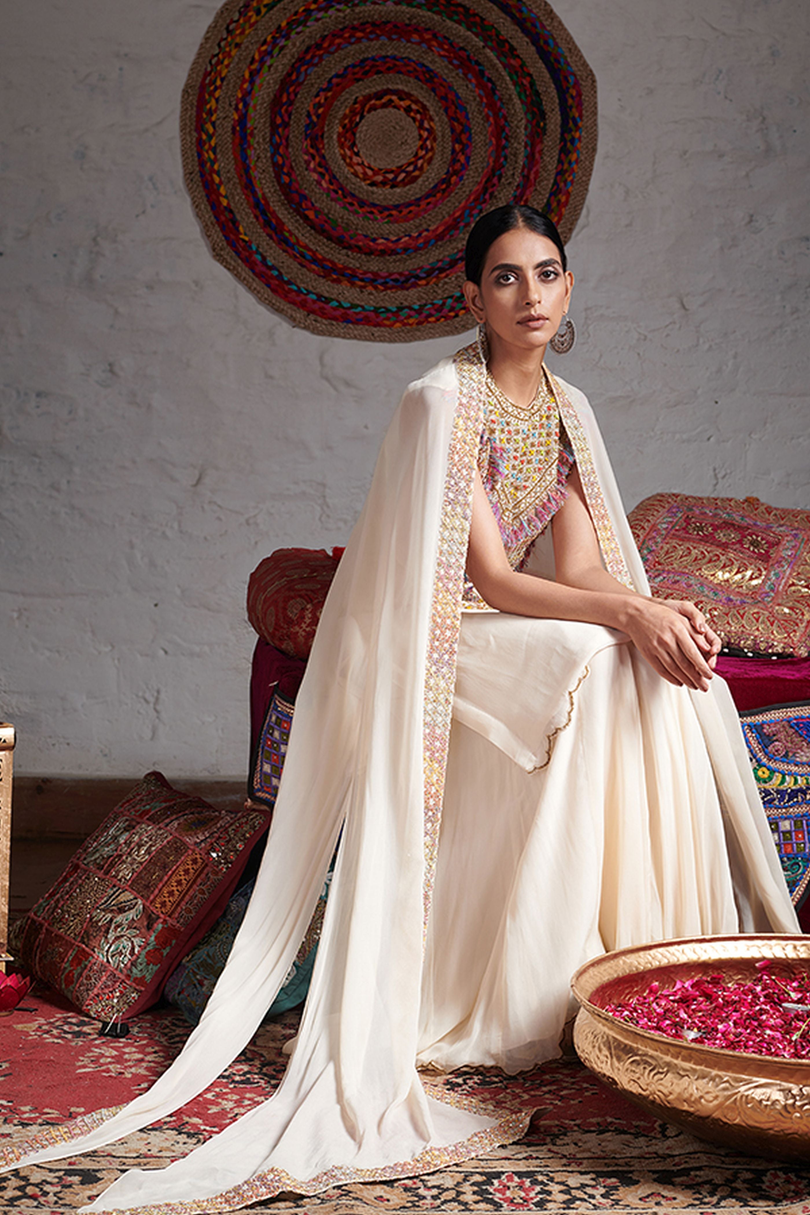 Kurta With Sharara Cape