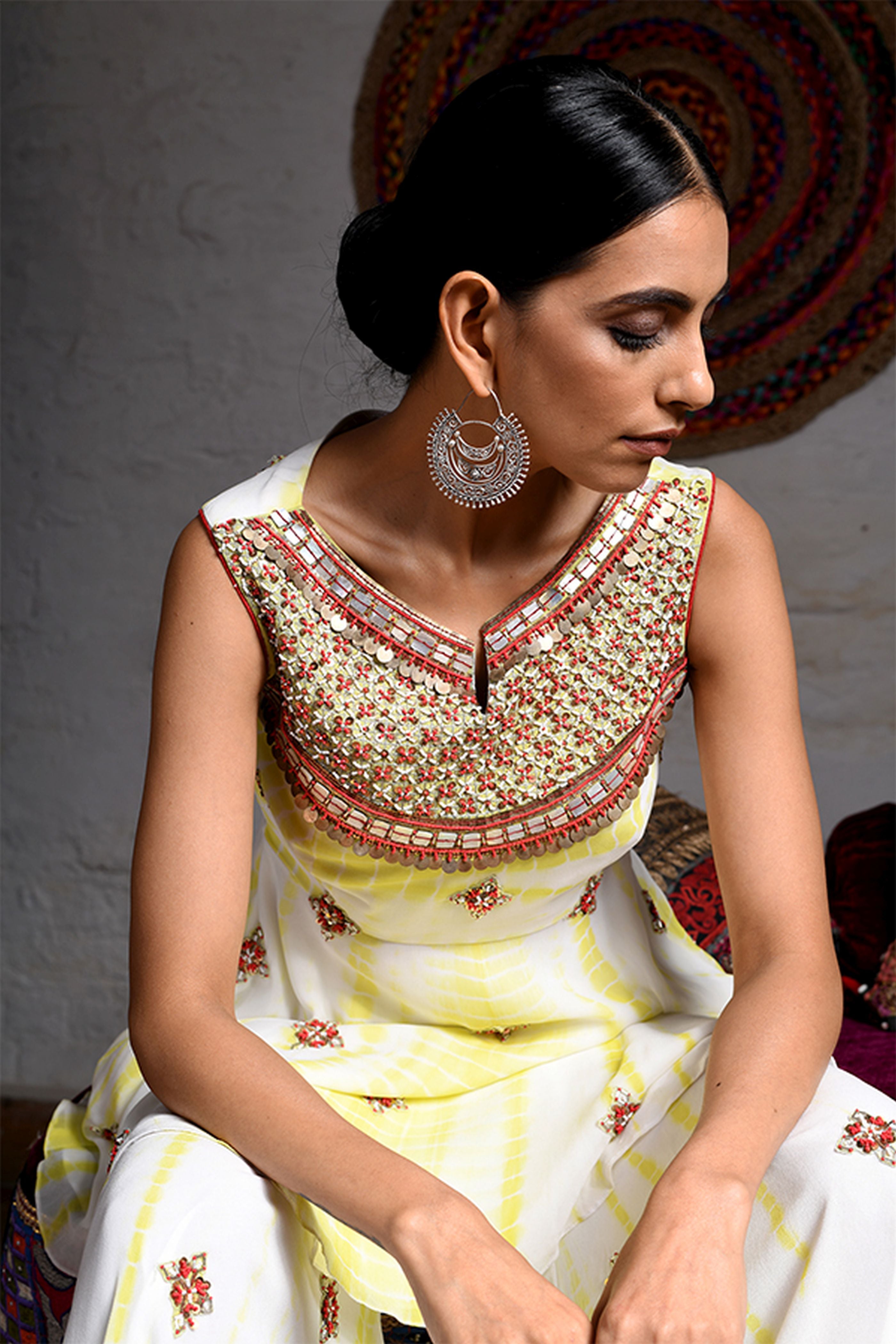 Short Anarkali With Sharara Dupatta