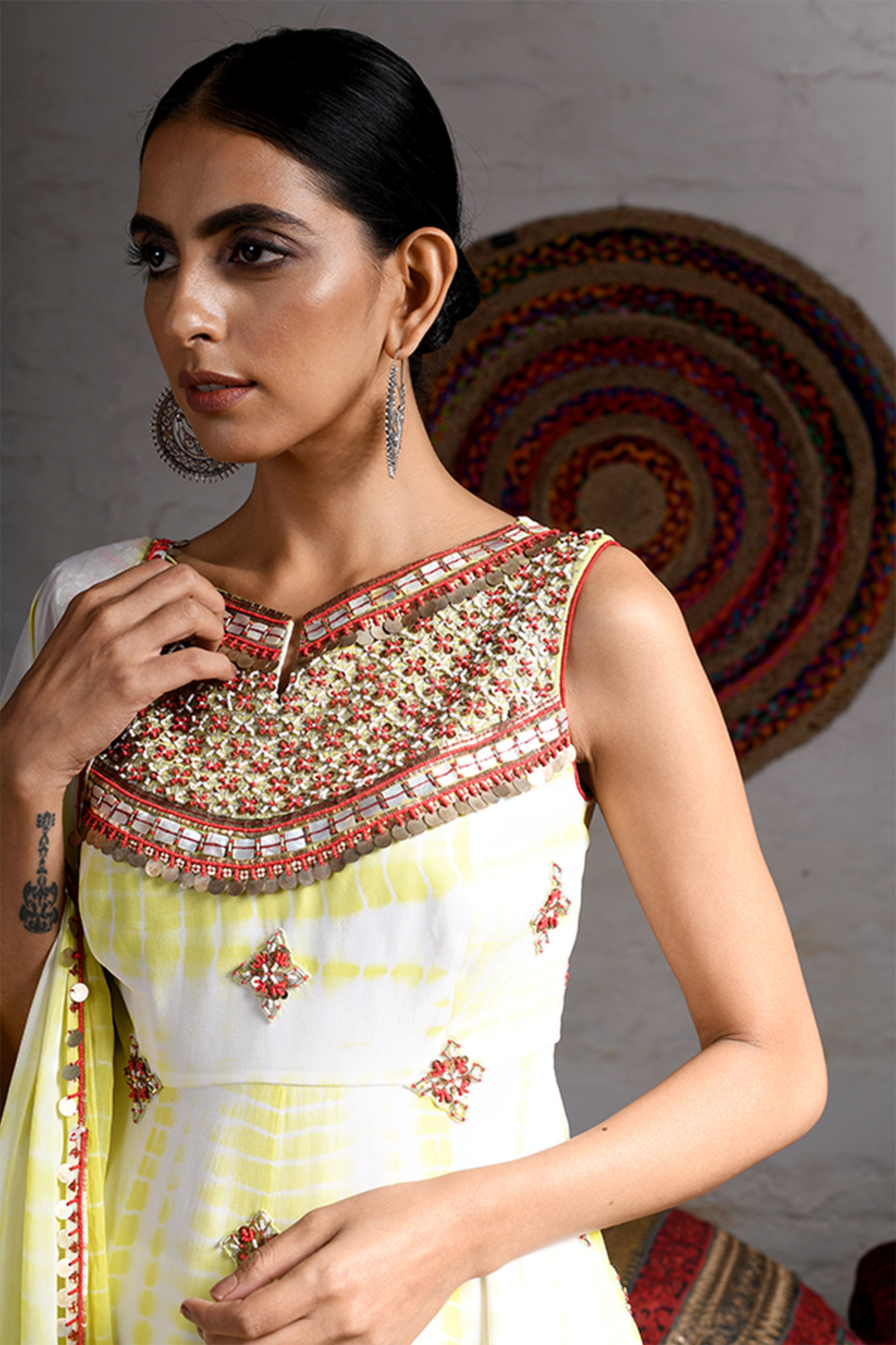 Short Anarkali With Sharara Dupatta