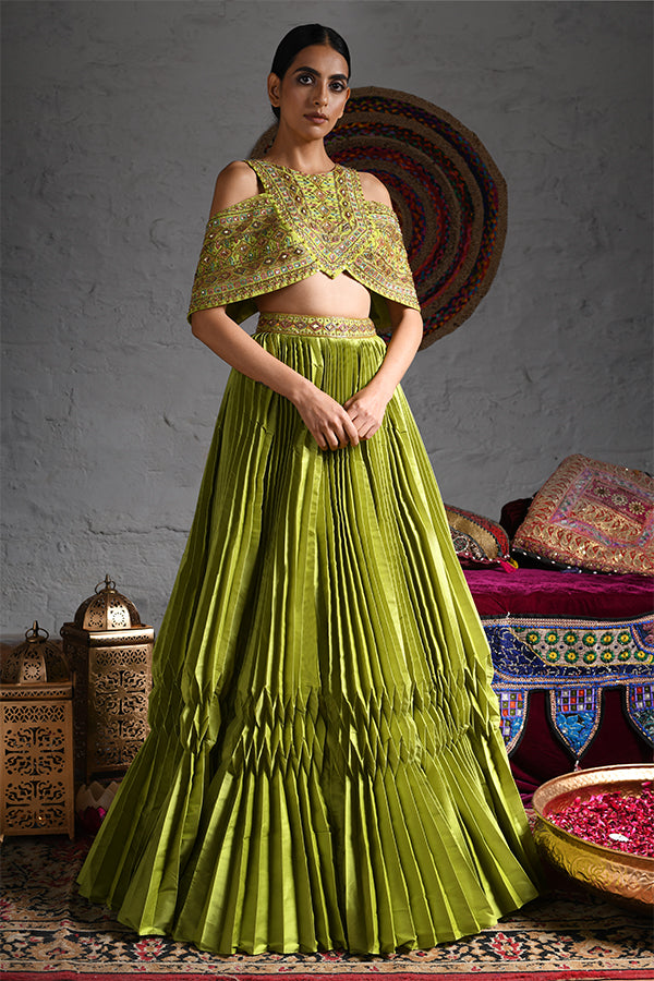 Butterfly Crop Top With Lehenga