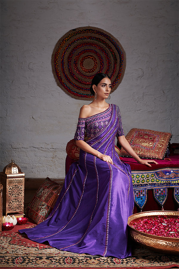 Crop Top With Asymetrical Gown