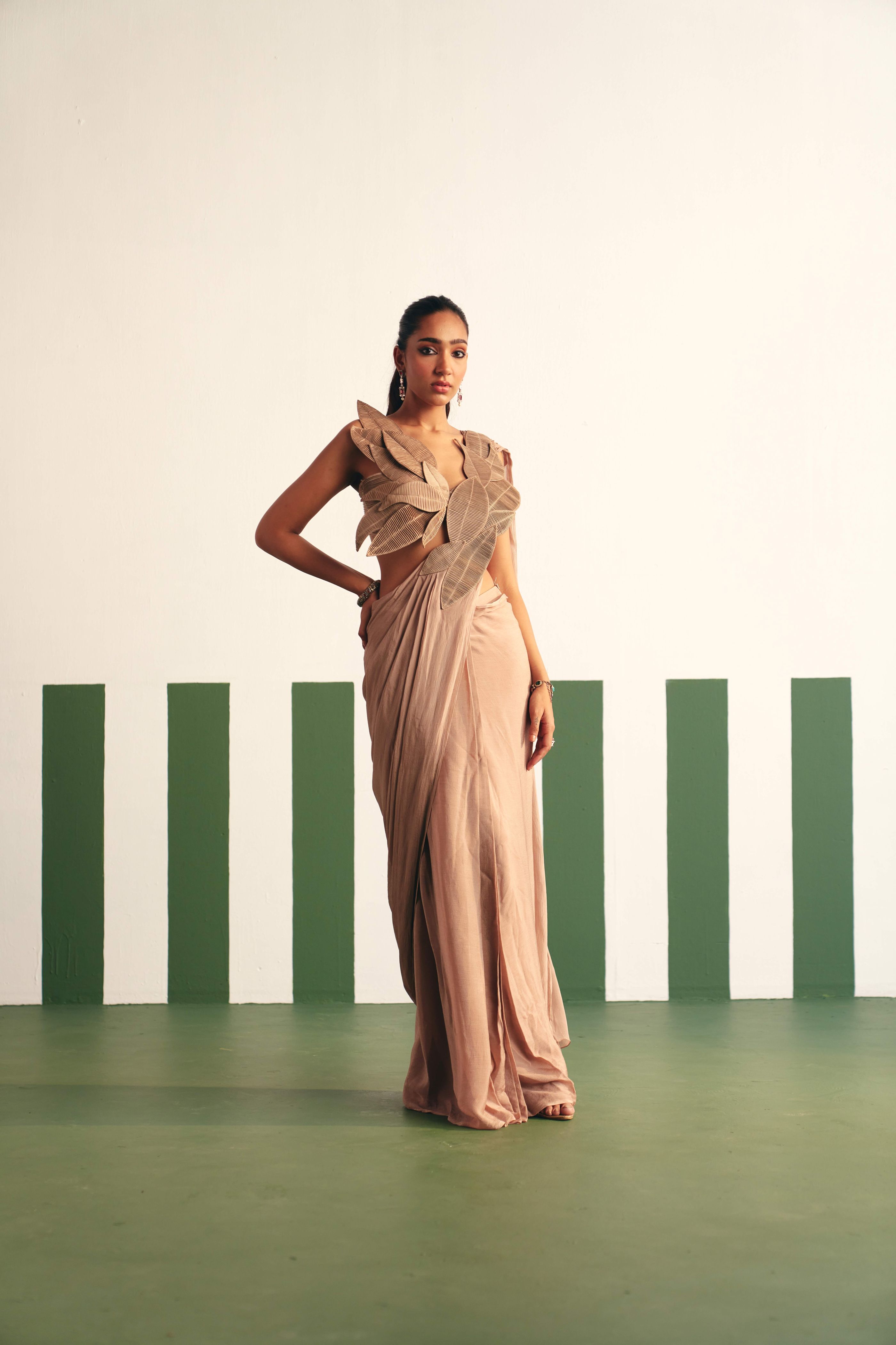 Mirah Rose Beige Saree