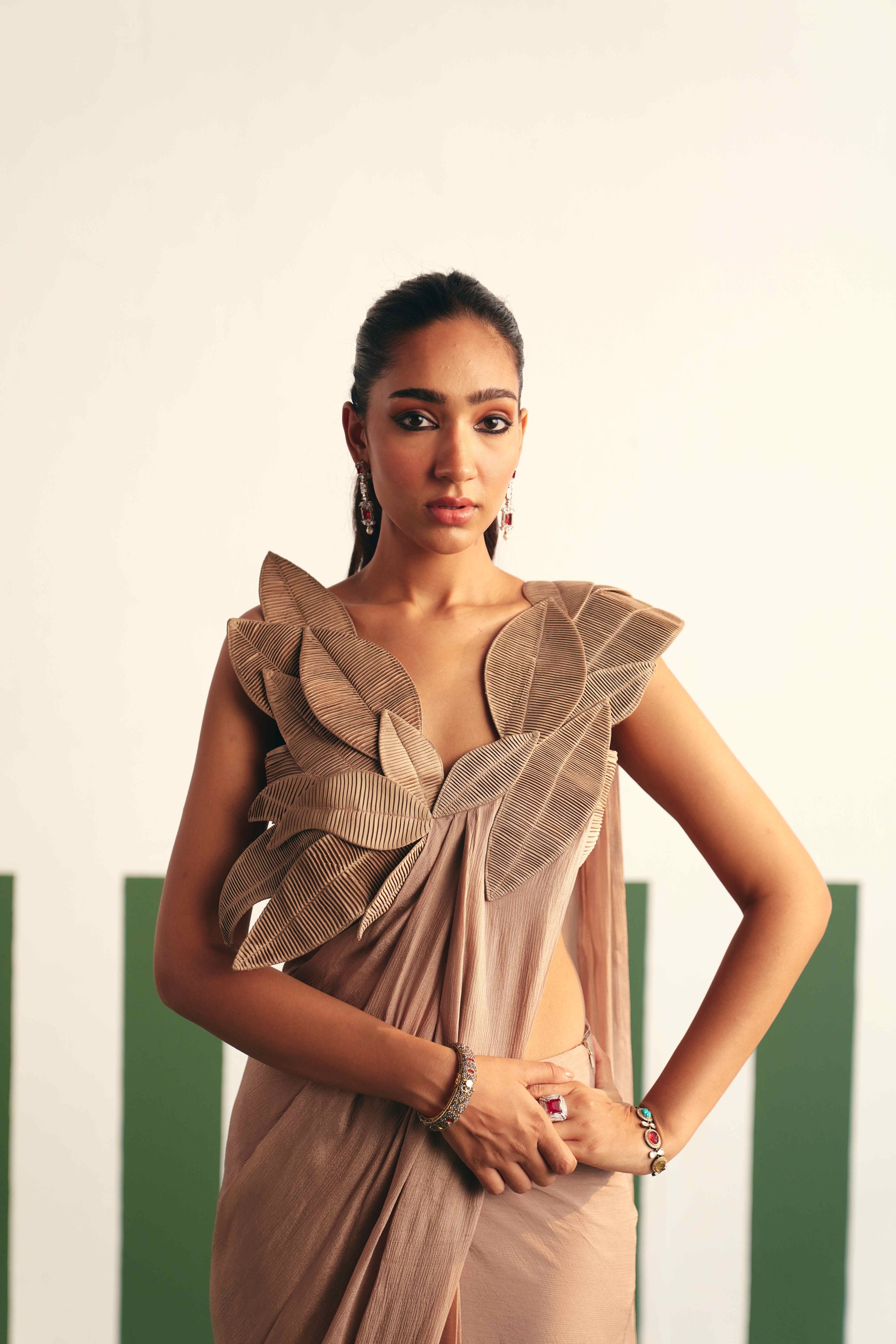 Mirah Rose Beige Saree