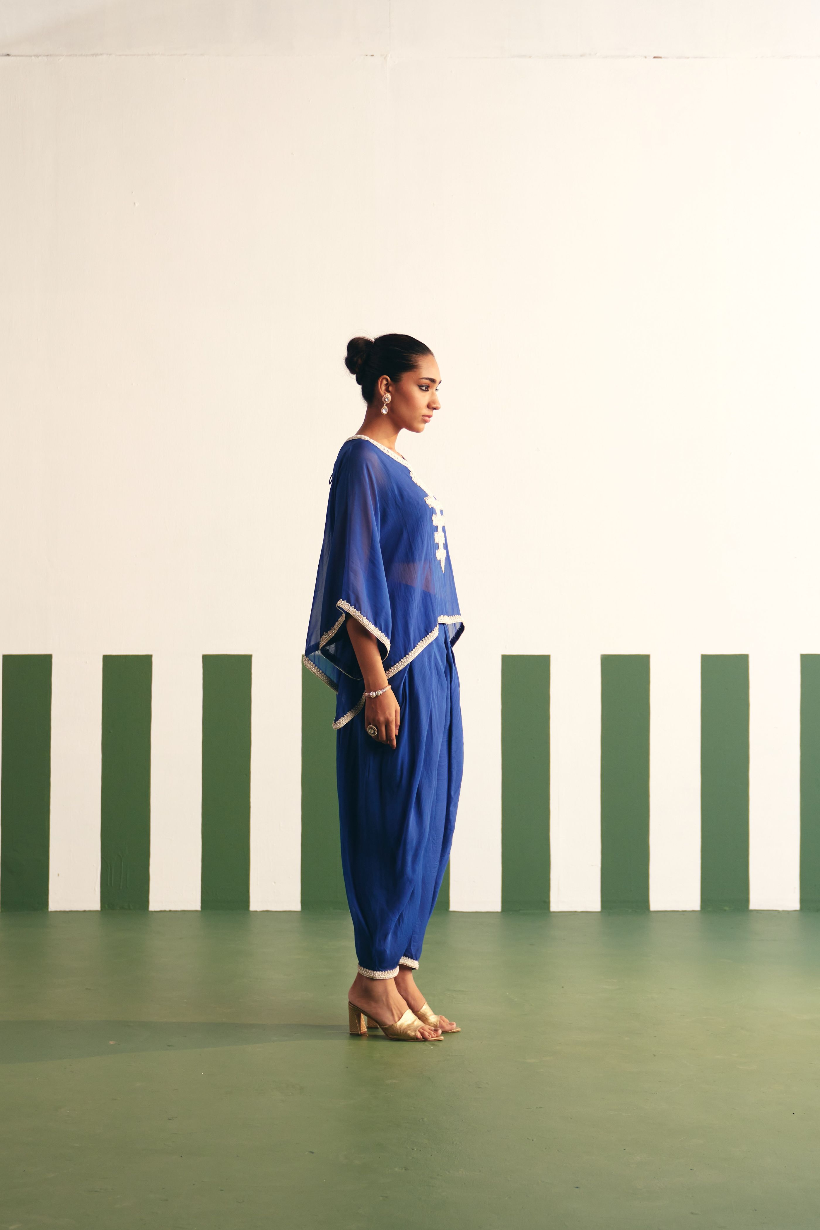 Mavis Blue Dhoti Set