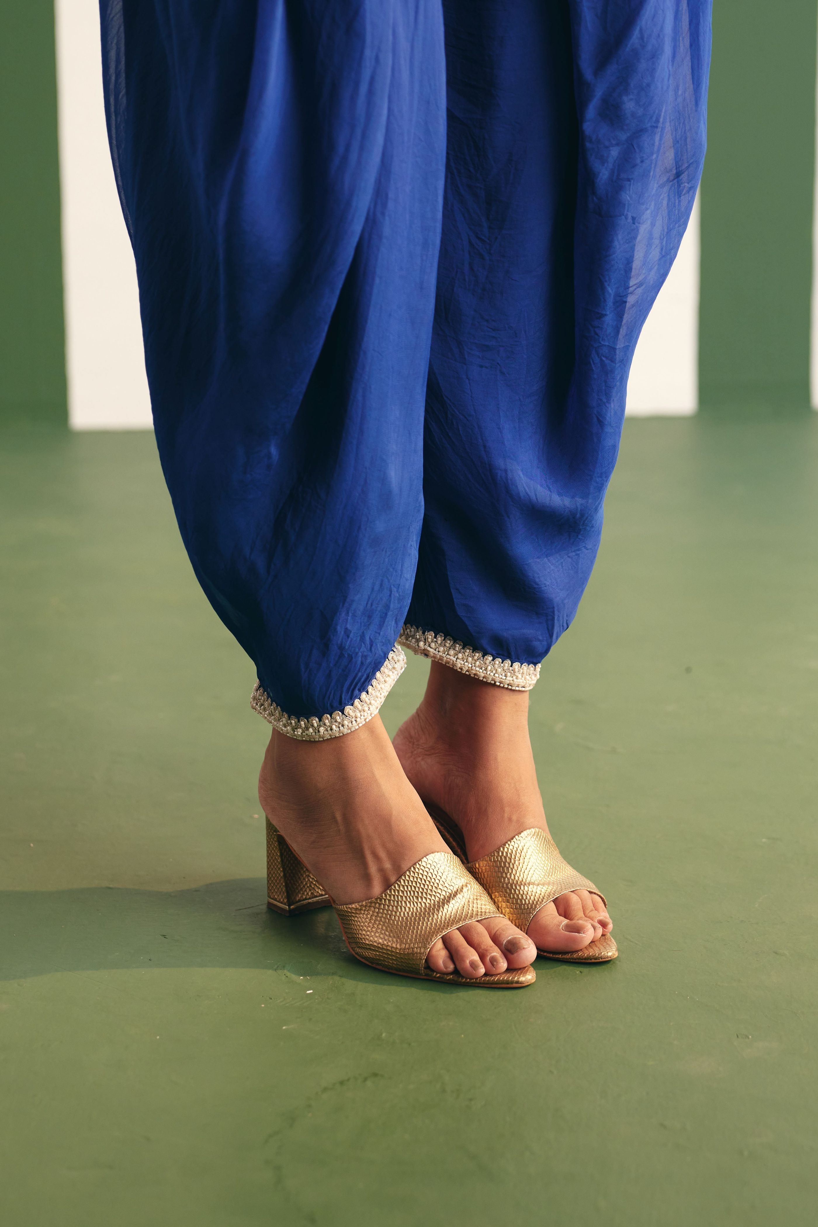 Mavis Blue Dhoti Set