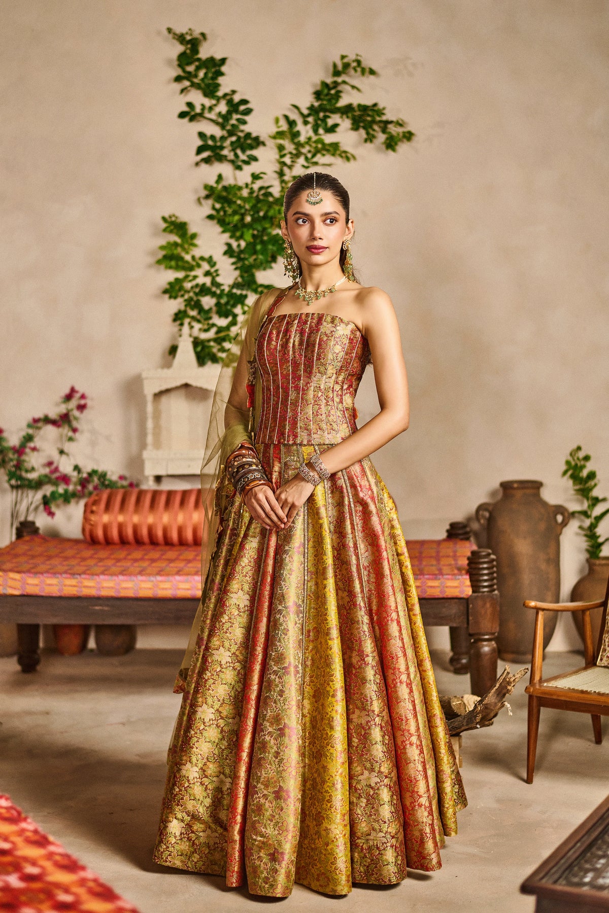 Virsa kali banarasi corset lehenga set