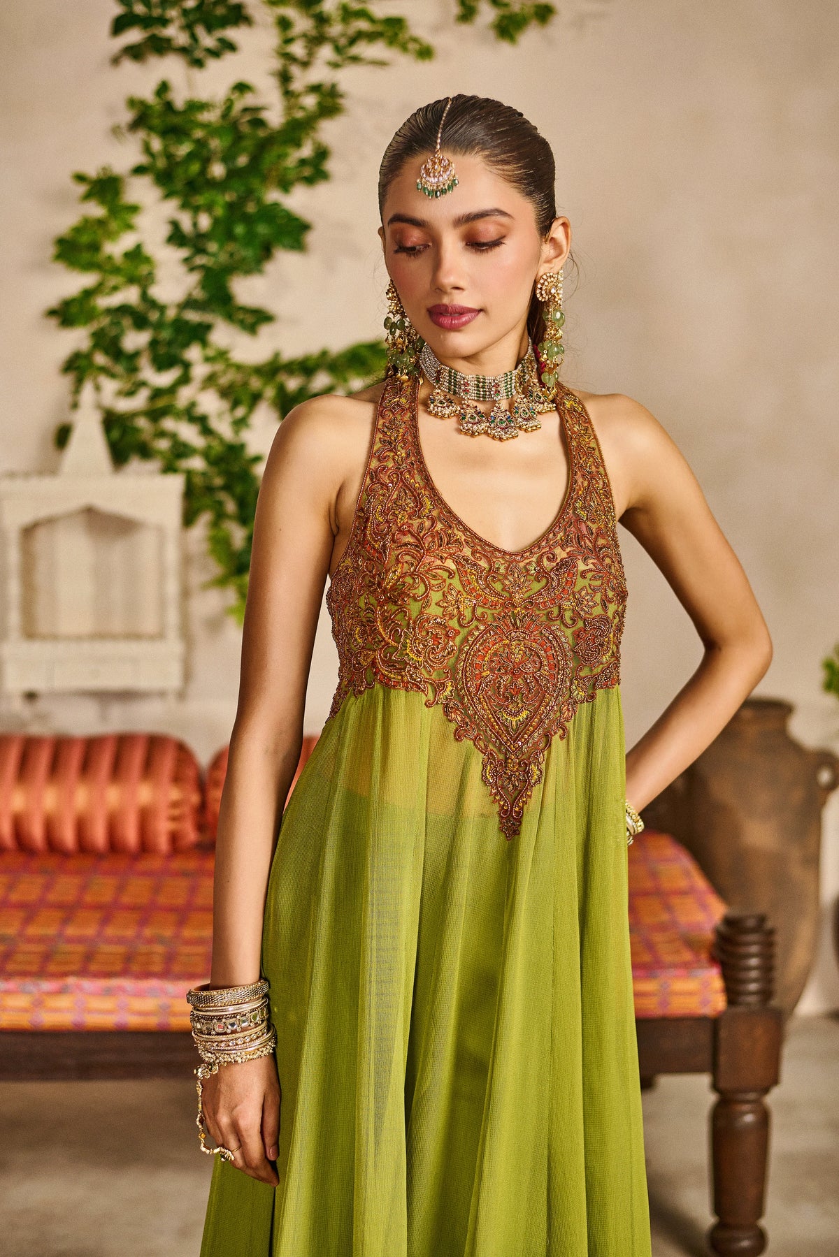Dhani halter neck anarkali set