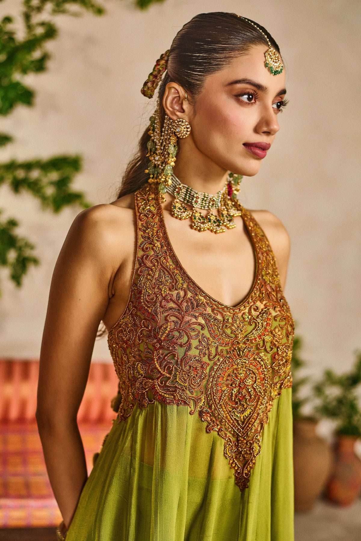Dhani halter neck anarkali set