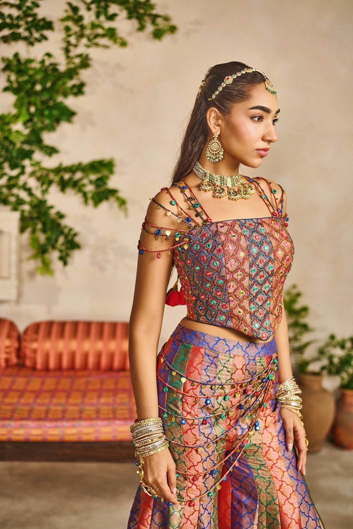 Banjaran trinkle corset garara set