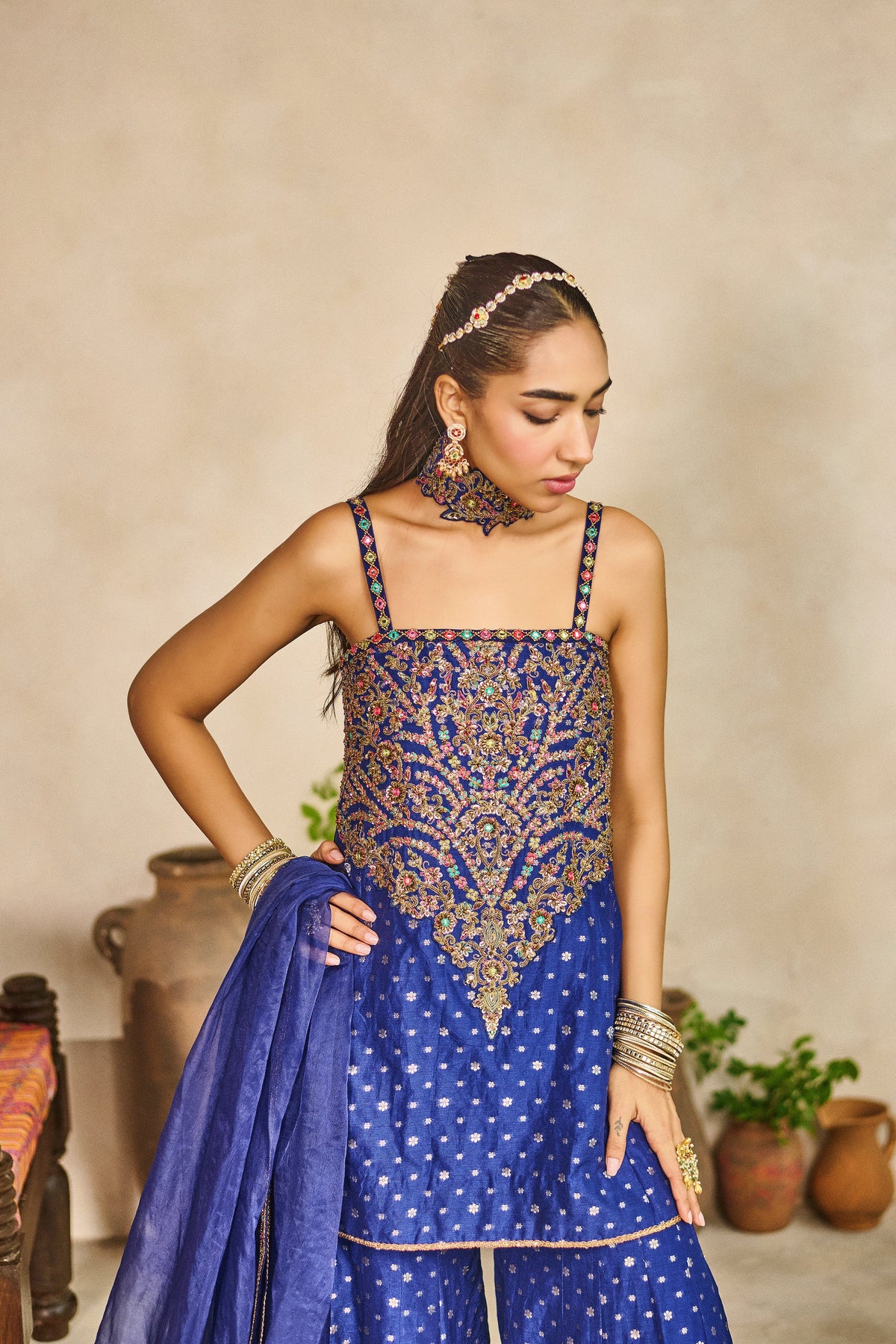 Neel sitara peplum kurta garara set