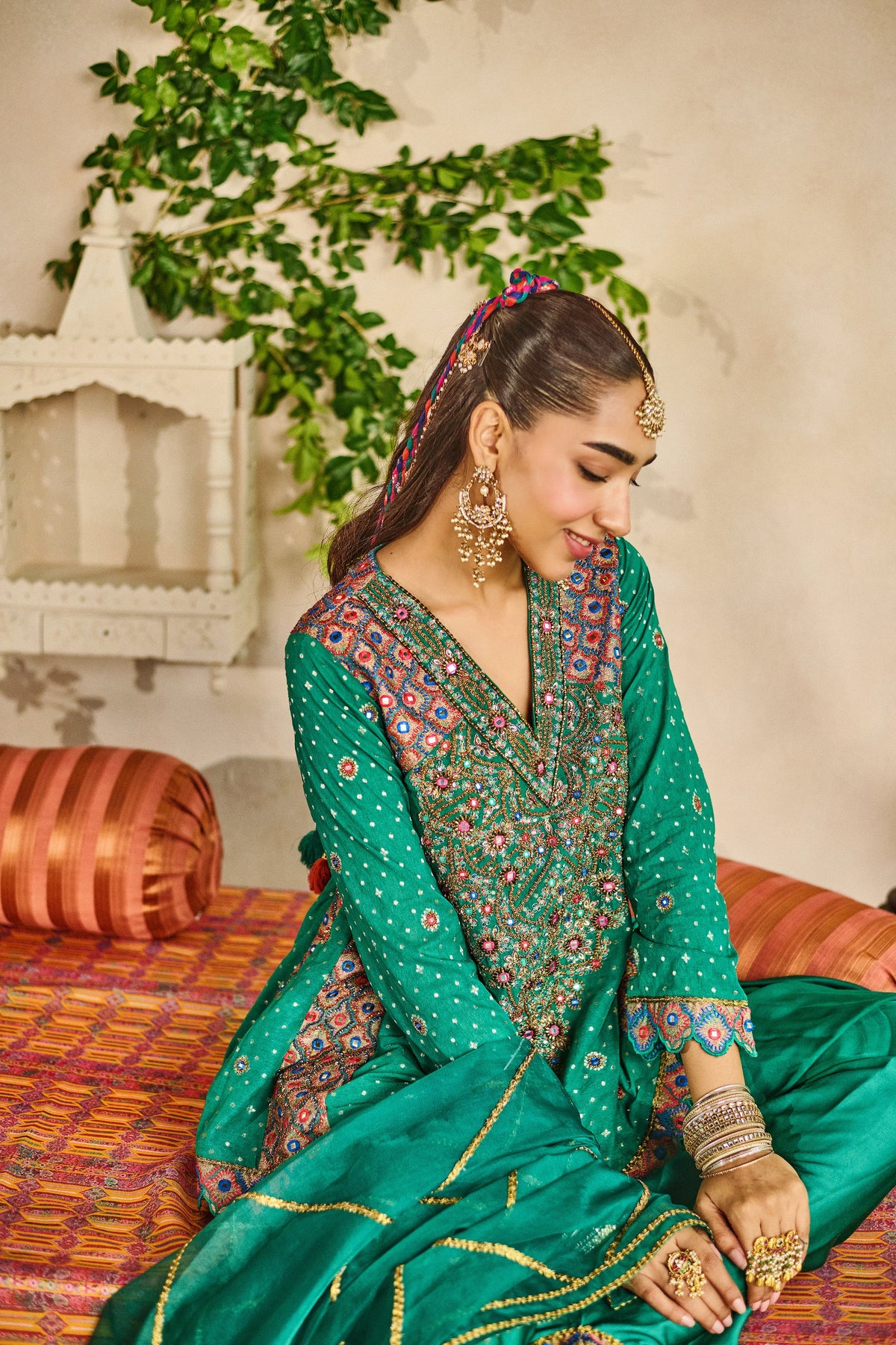 Rama green peplum kurta salwar set