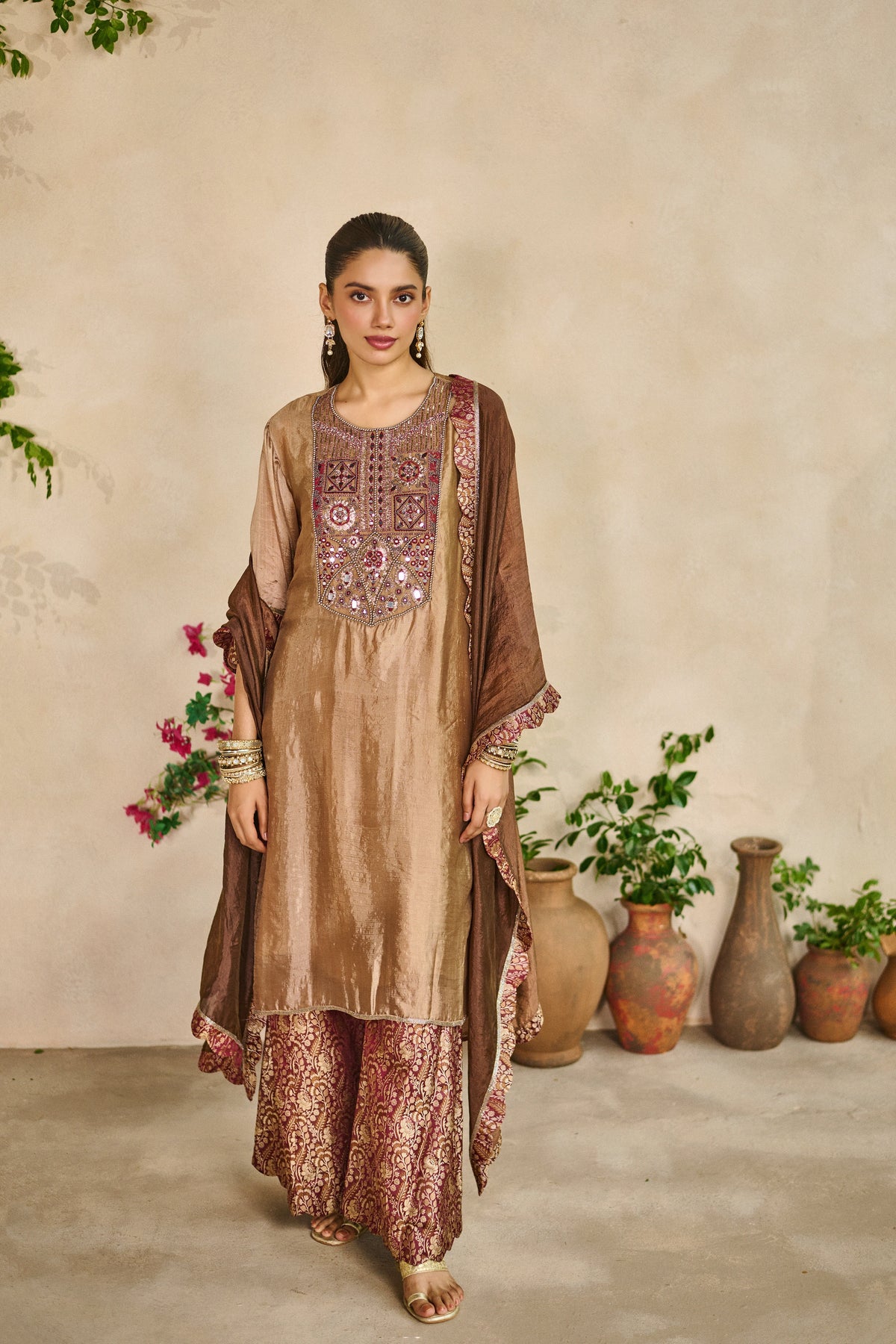 Sheesh kashida kaftan pants set